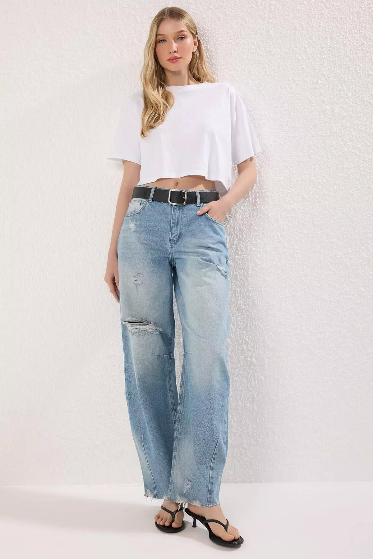 Blue Ripped Skater Jeans, , large image number 1