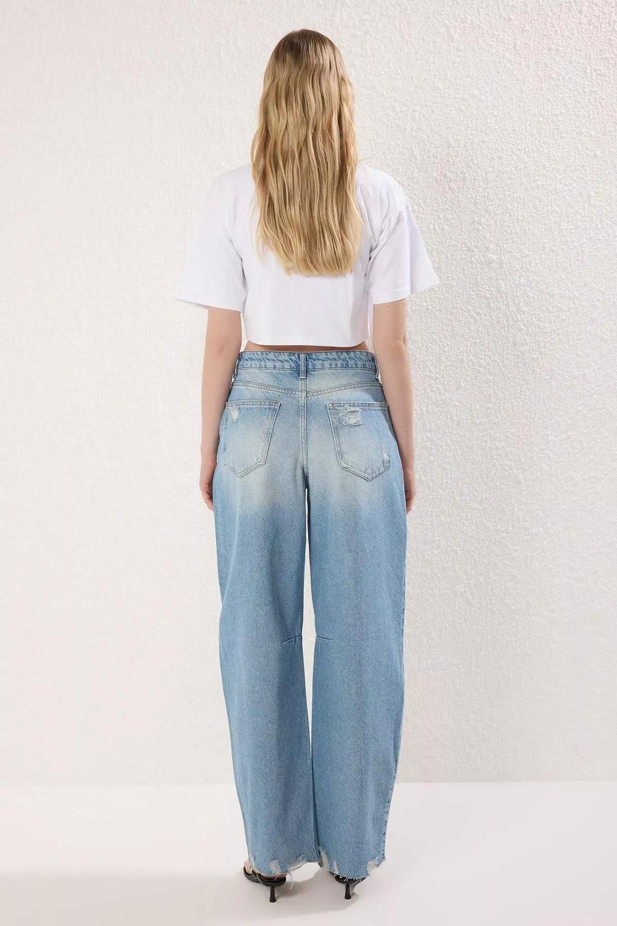 Blue Ripped Skater Jeans, , large image number 4