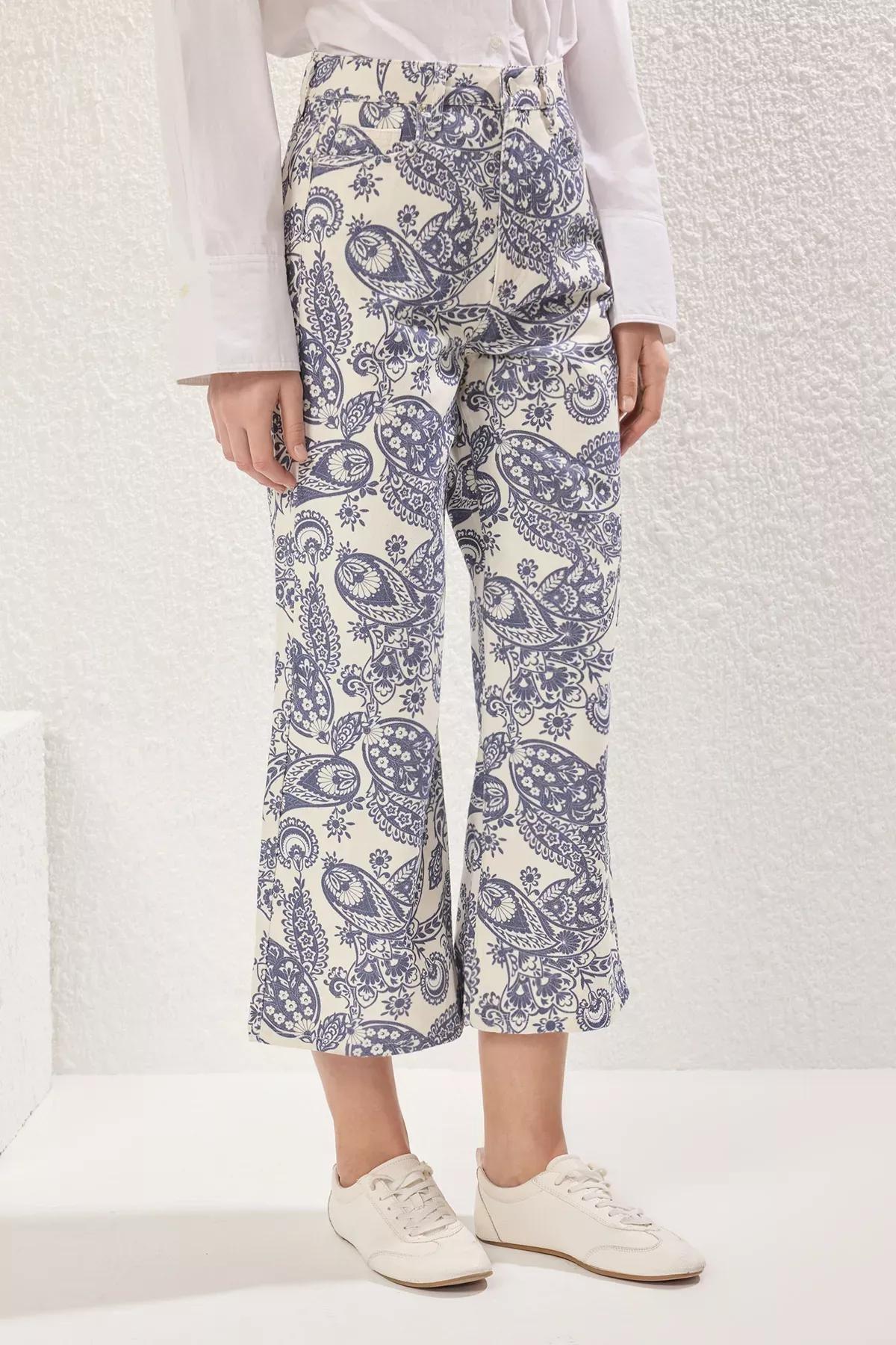 Multicolor Culotte Patterned Jeans, , large image number 2