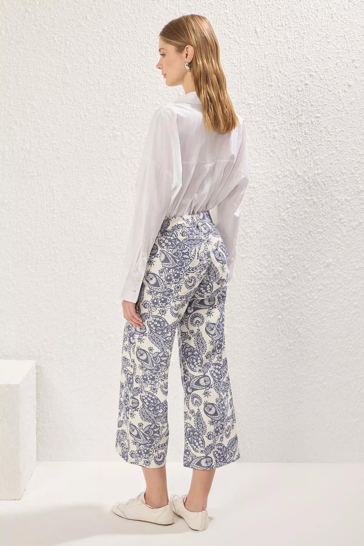 Multicolor Culotte Patterned Jeans, , large image number 3