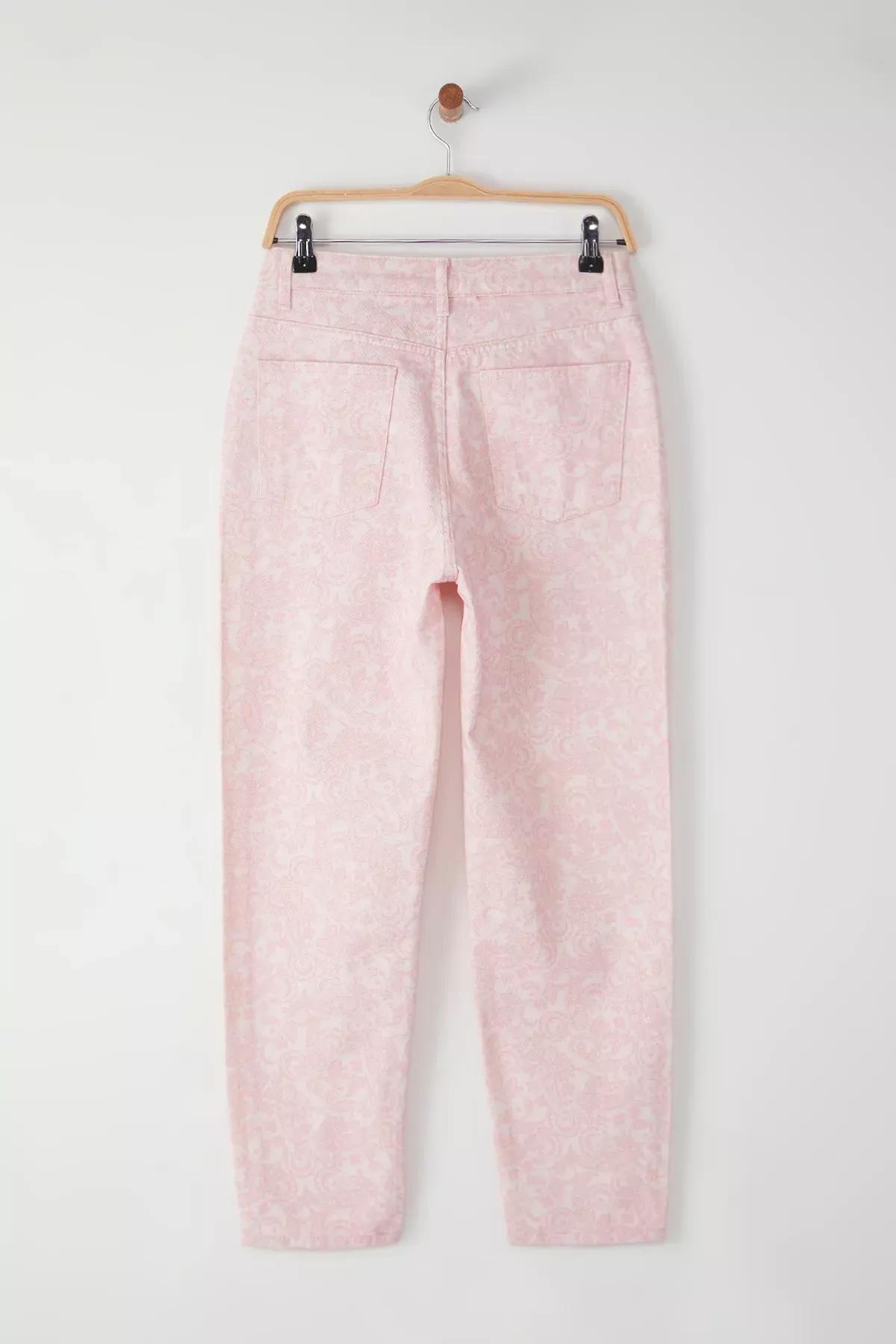 Pink Striped Mom Fit Jeans, , large image number 1