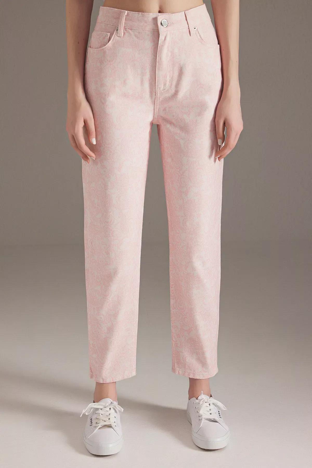 Pink Striped Mom Fit Jeans, Pink, large image number 3