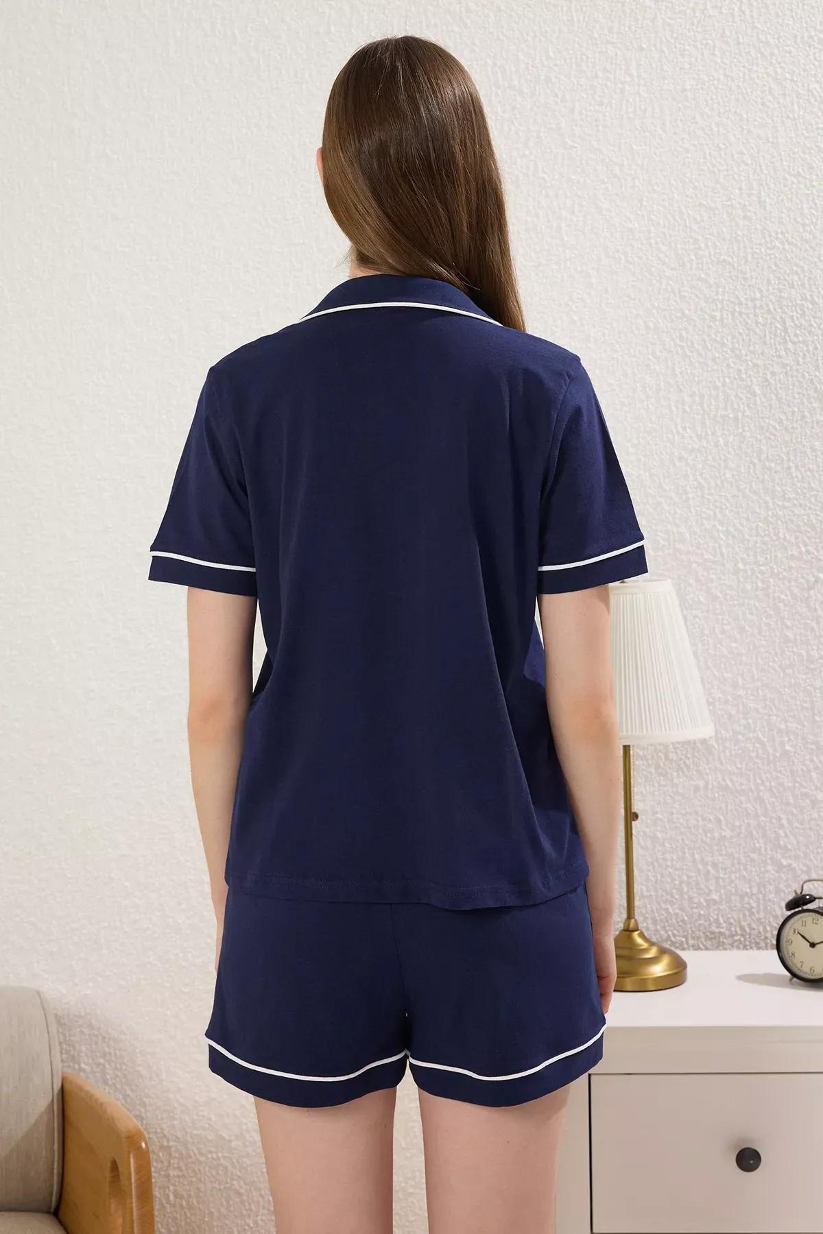 Navy Biased Dog Embroidered Pajama Set (2 pcs), , large image number 3
