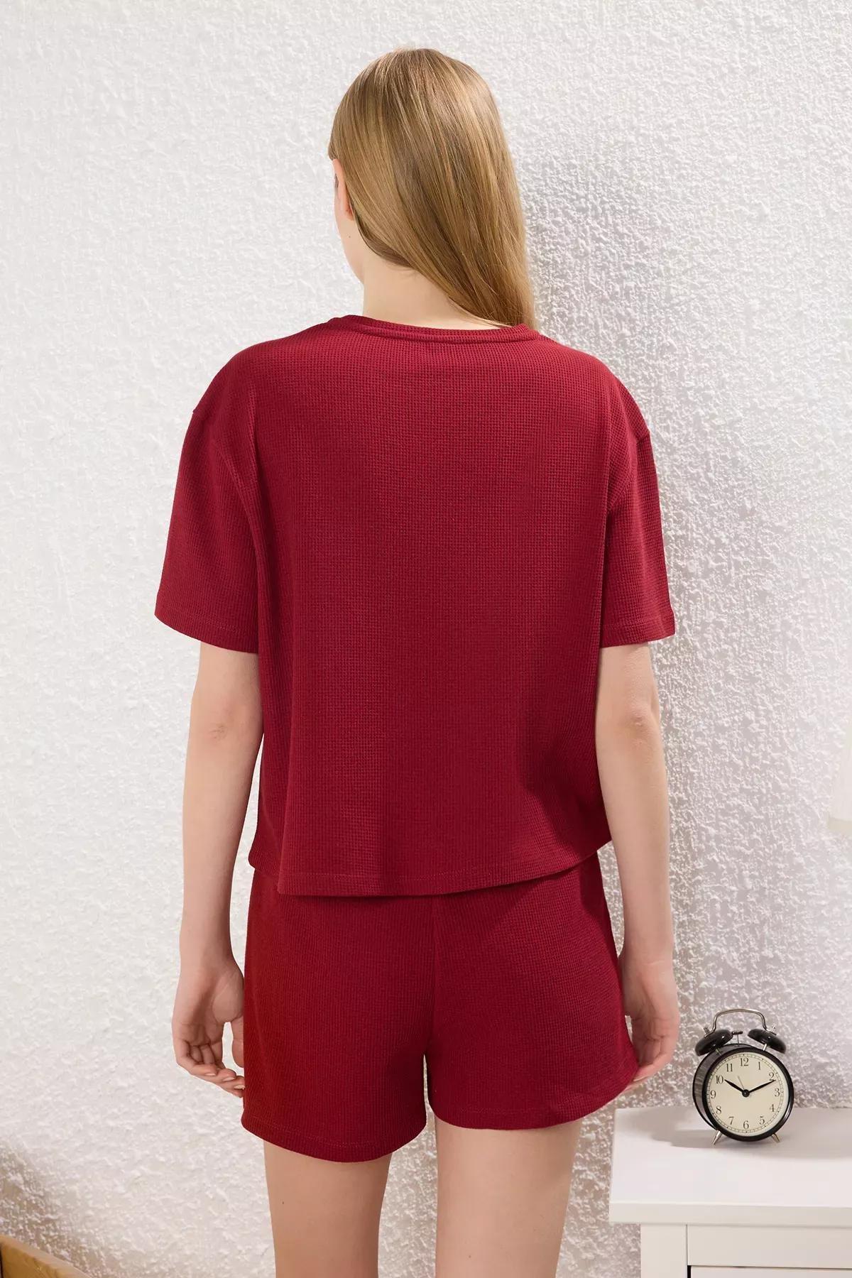 Red Slogan Heart Pajama Set, Red, large image number 4