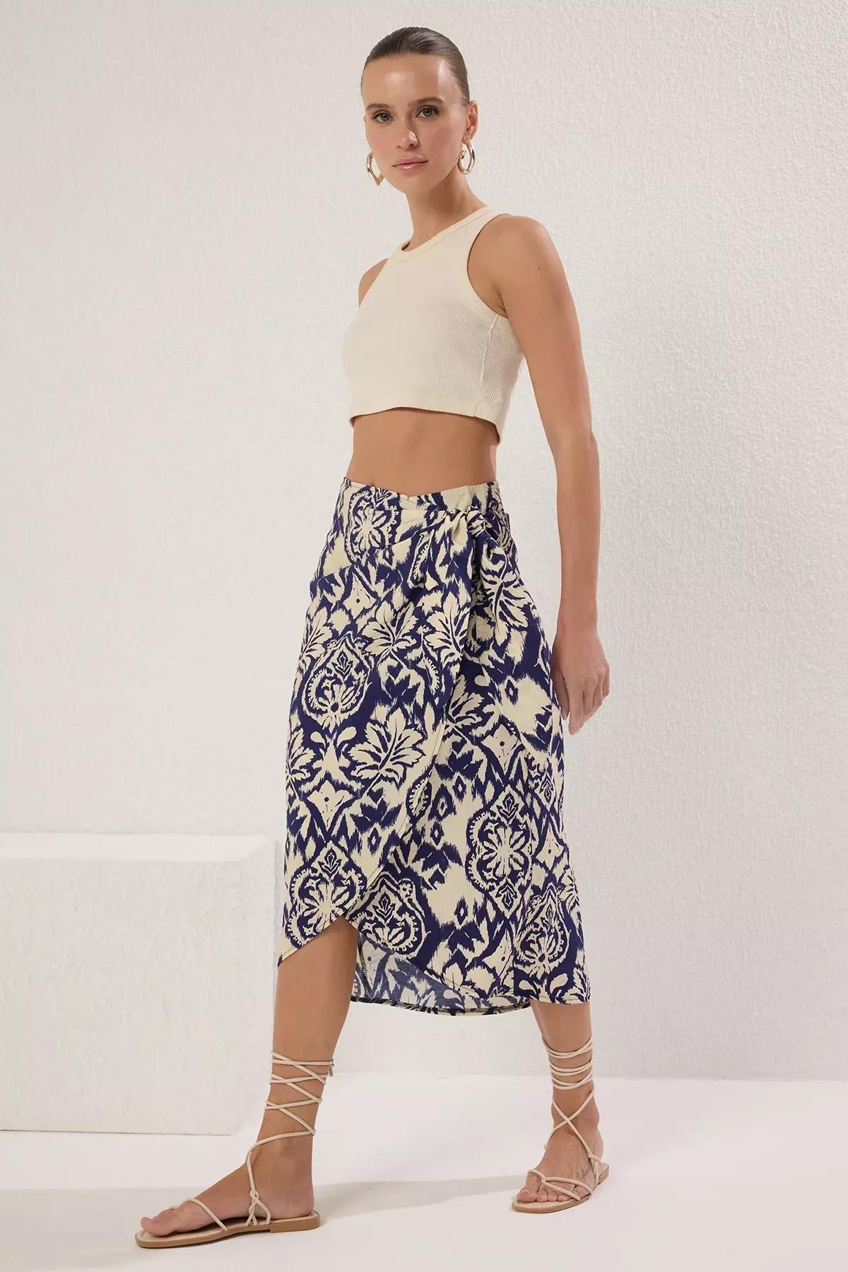 Multicolor Tie Midi Woven Skirt, Very colorful, large image number 1