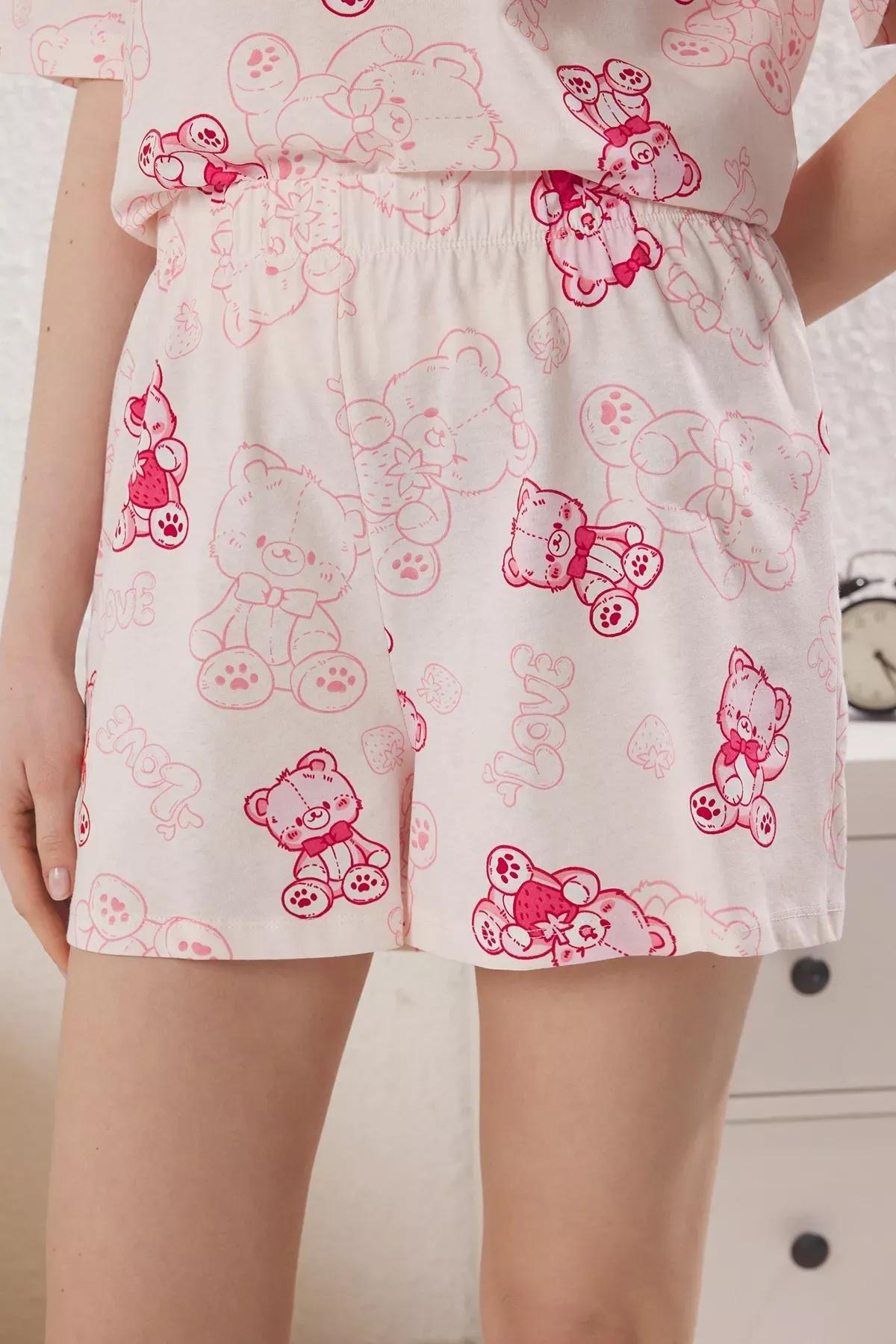 Pink Teddy Bear Shorts Pajama Set, , large image number 3