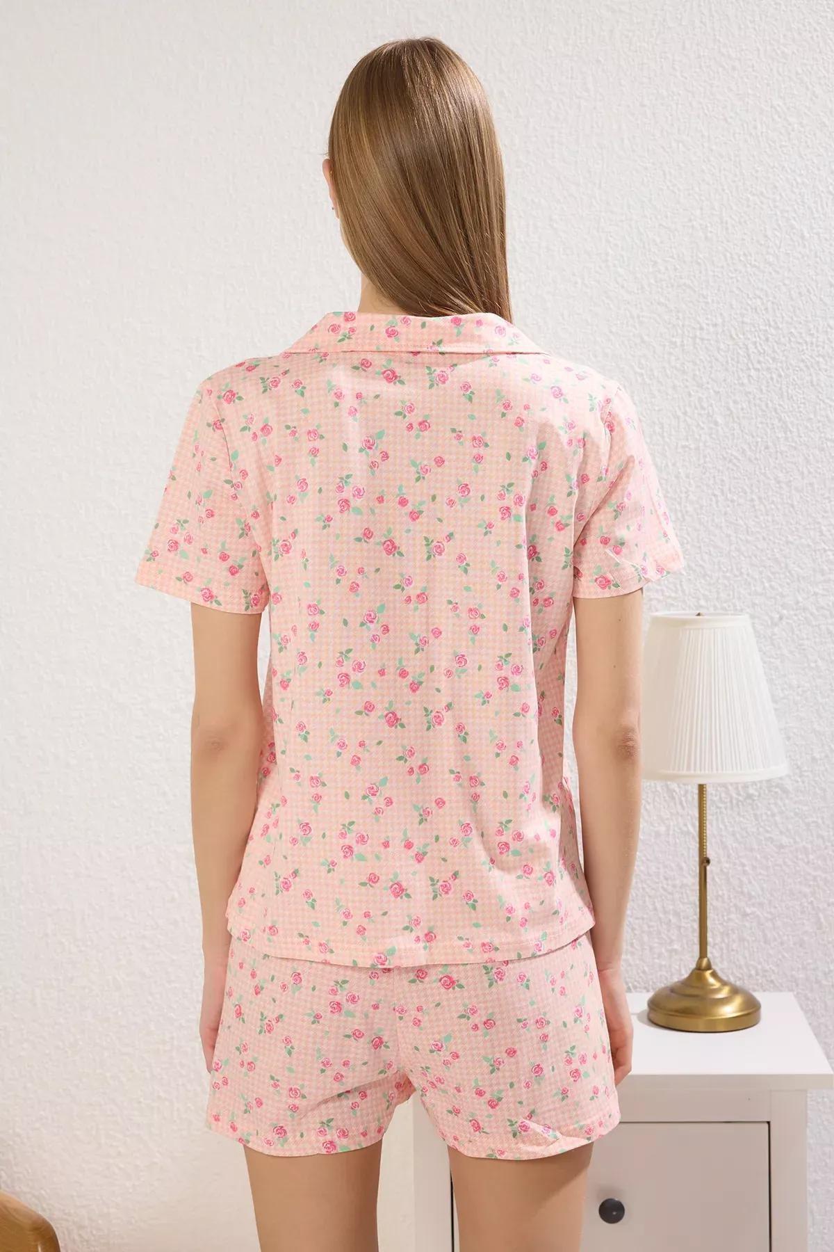 Pink Floral Shorts Pajama Set, , large image number 3