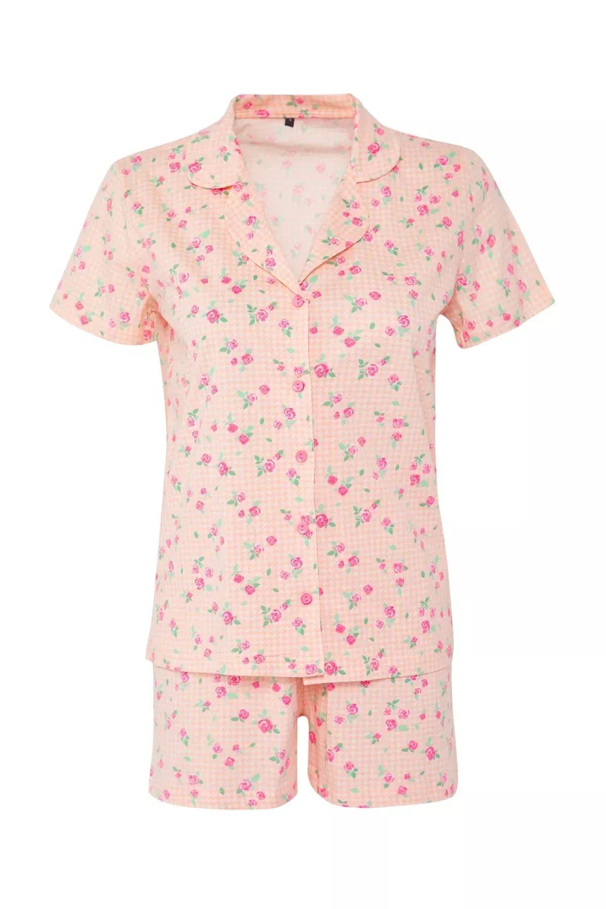 Pink Floral Shorts Pajama Set, , large image number 4
