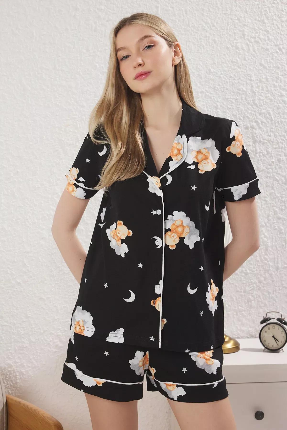 Black Teddy Bear Pajama Set, , large image number 3