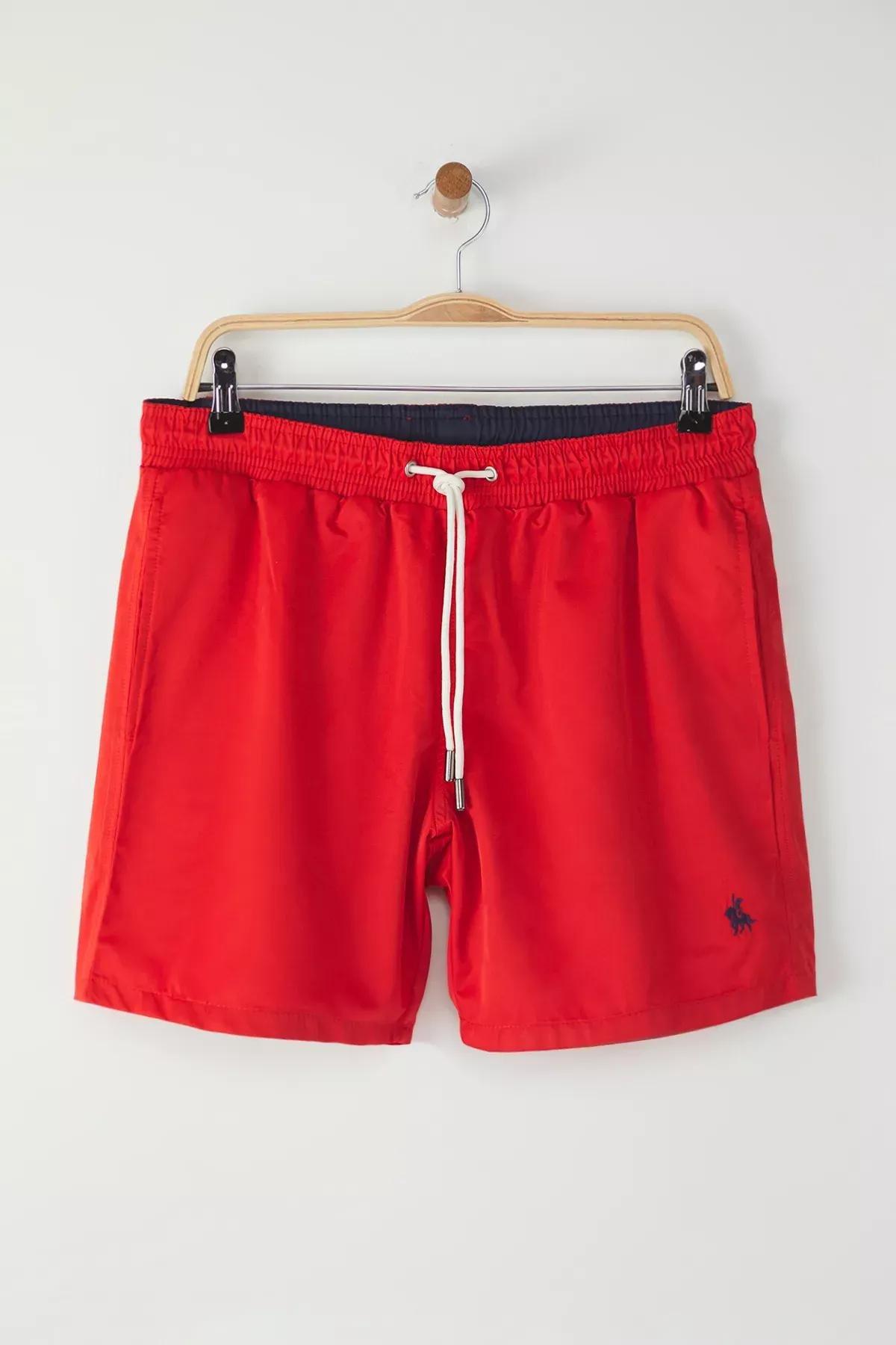 شورت سباحة بقصة عادية، أحمر, Red, medium