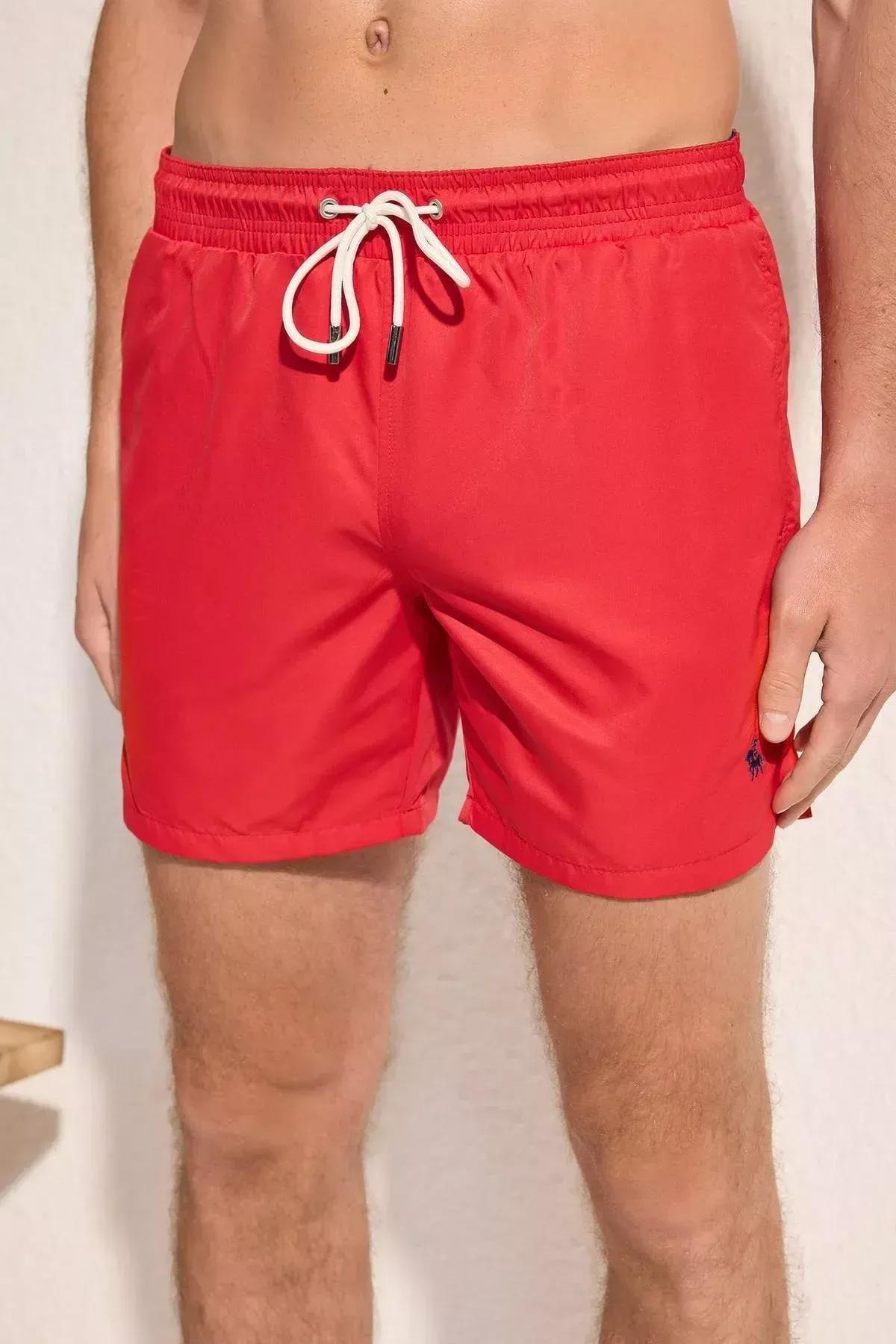 شورت سباحة بقصة عادية، أحمر, Red, large image number 4