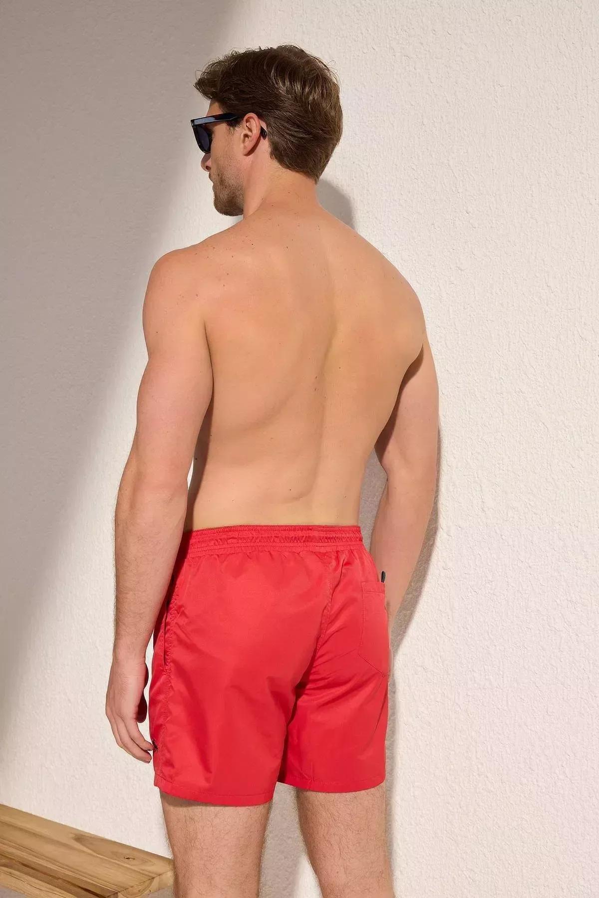 شورت سباحة بقصة عادية، أحمر, Red, large image number 6
