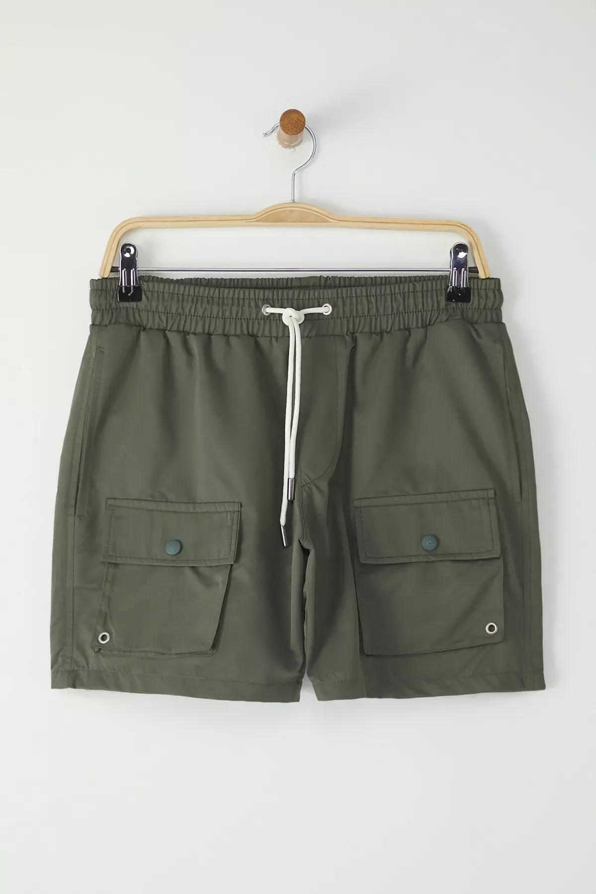 شورت سباحة بقصة عادية، كاكي, Khaki, medium