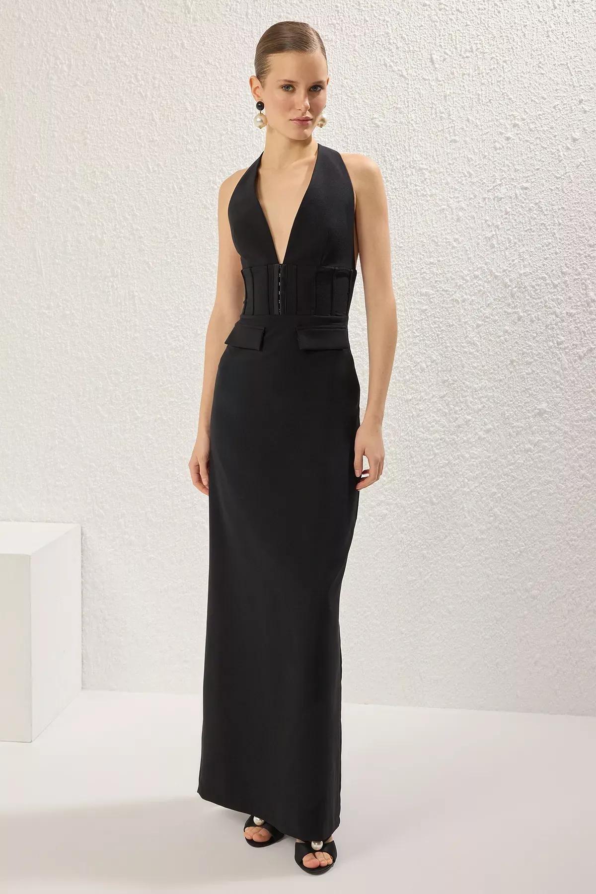 V Neck Cutout Corset Maxi, , large image number 1