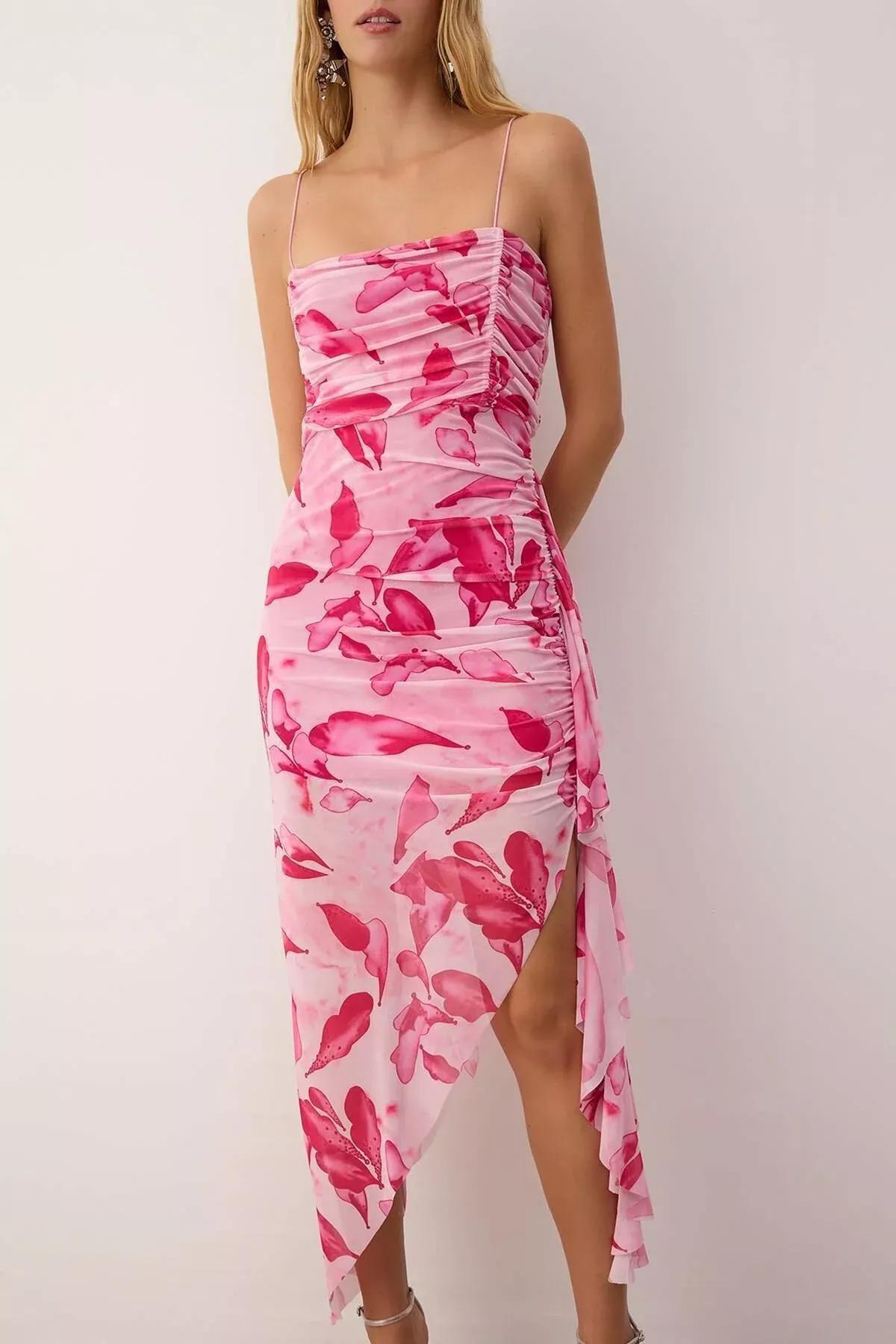 Floral Strapless Party Midi Dress, C101_7382, large image number 2