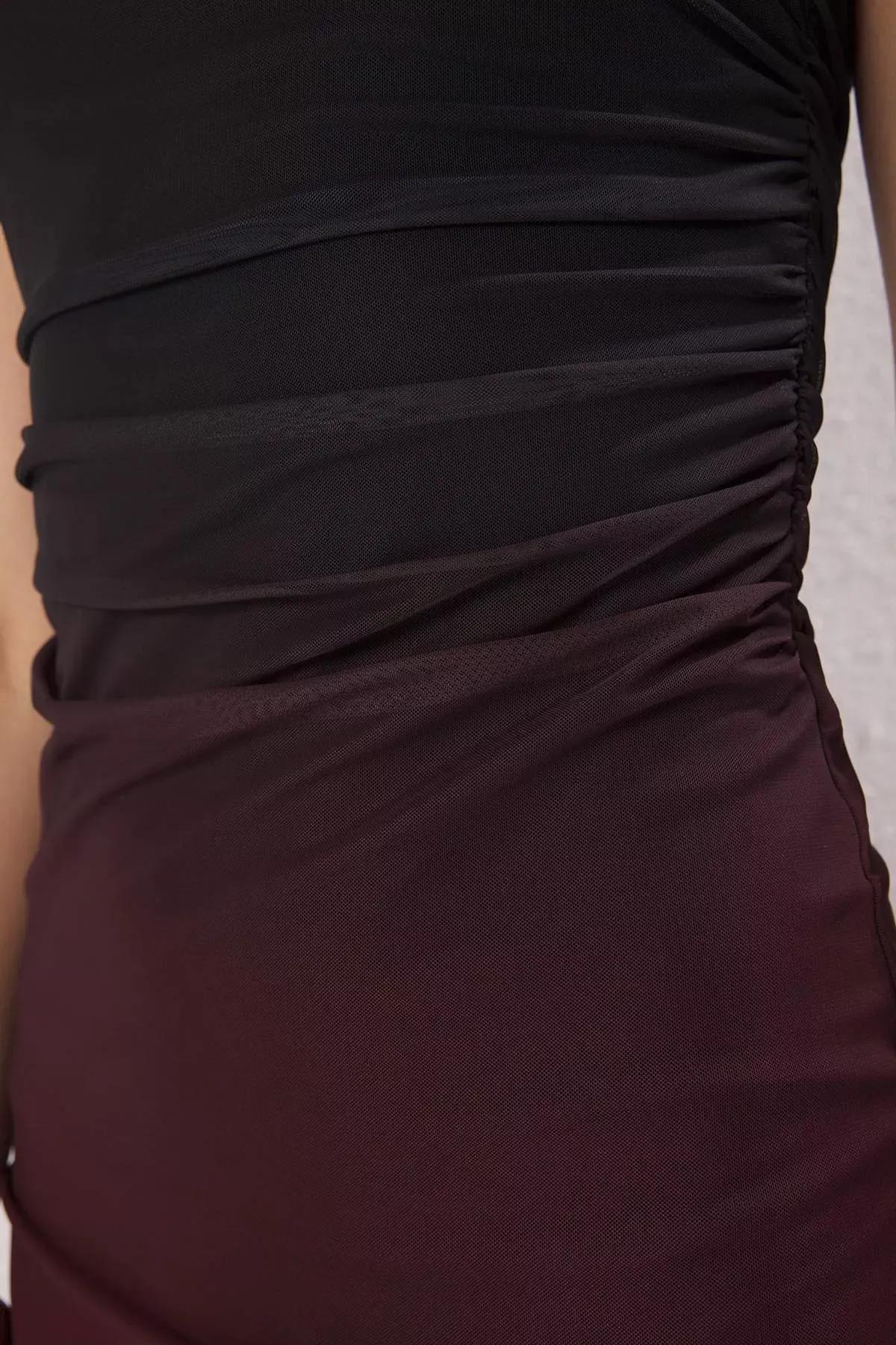 Burgundy Gradient Tulle Dress, C101_6483, large image number 2