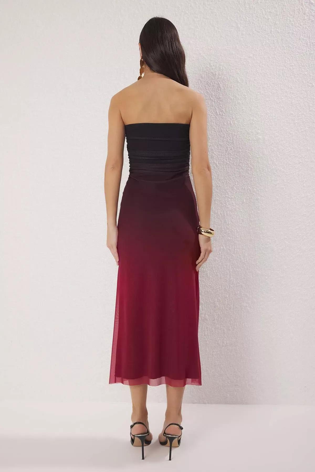 Burgundy Gradient Tulle Dress, C101_6483, large image number 3