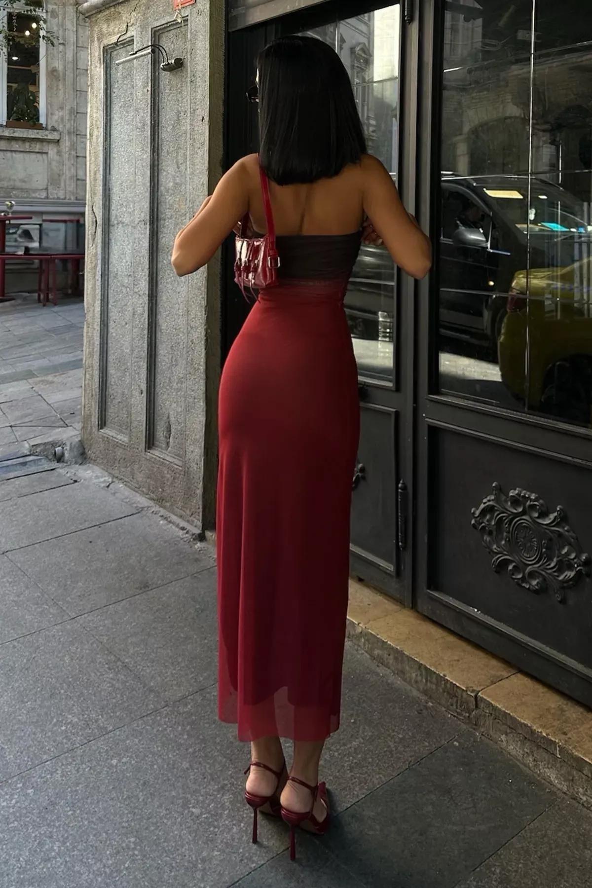 Burgundy Gradient Tulle Dress, C101_6483, large image number 7