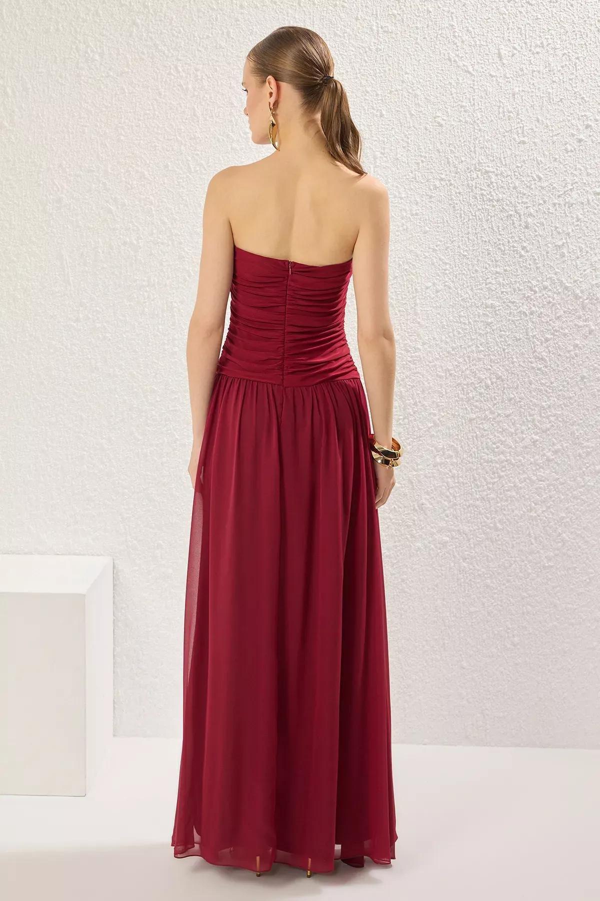 Cherry Ruched Strapless Maxi Dress, , large image number 3