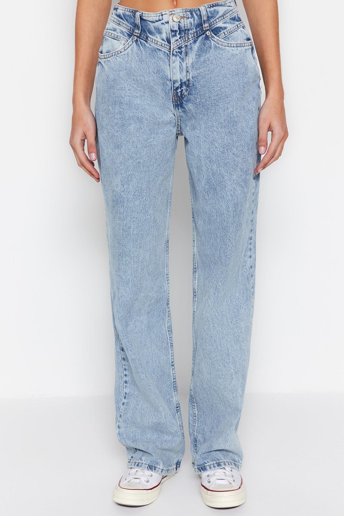 Blue Wide Leg Jeans, Blue, large image number 7
