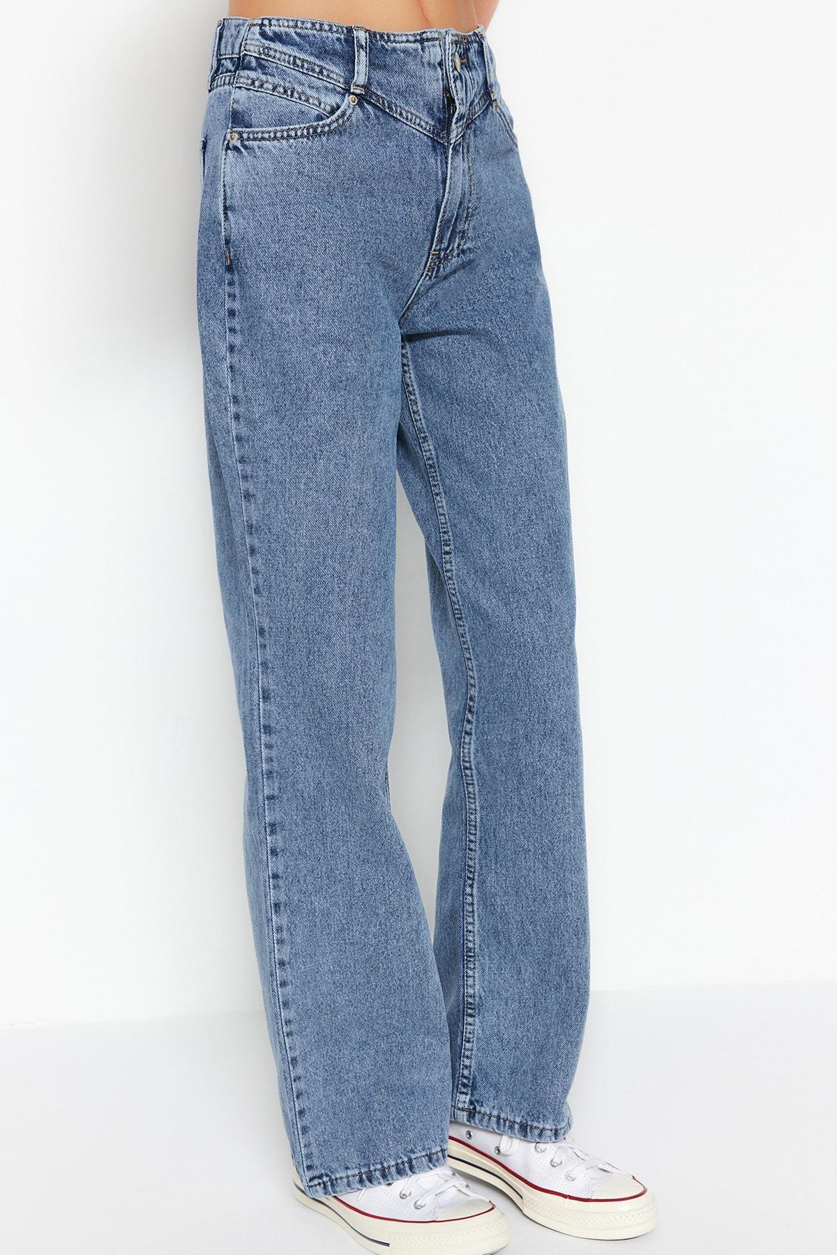 Blue Wide Leg Jeans, Blue, large image number 8