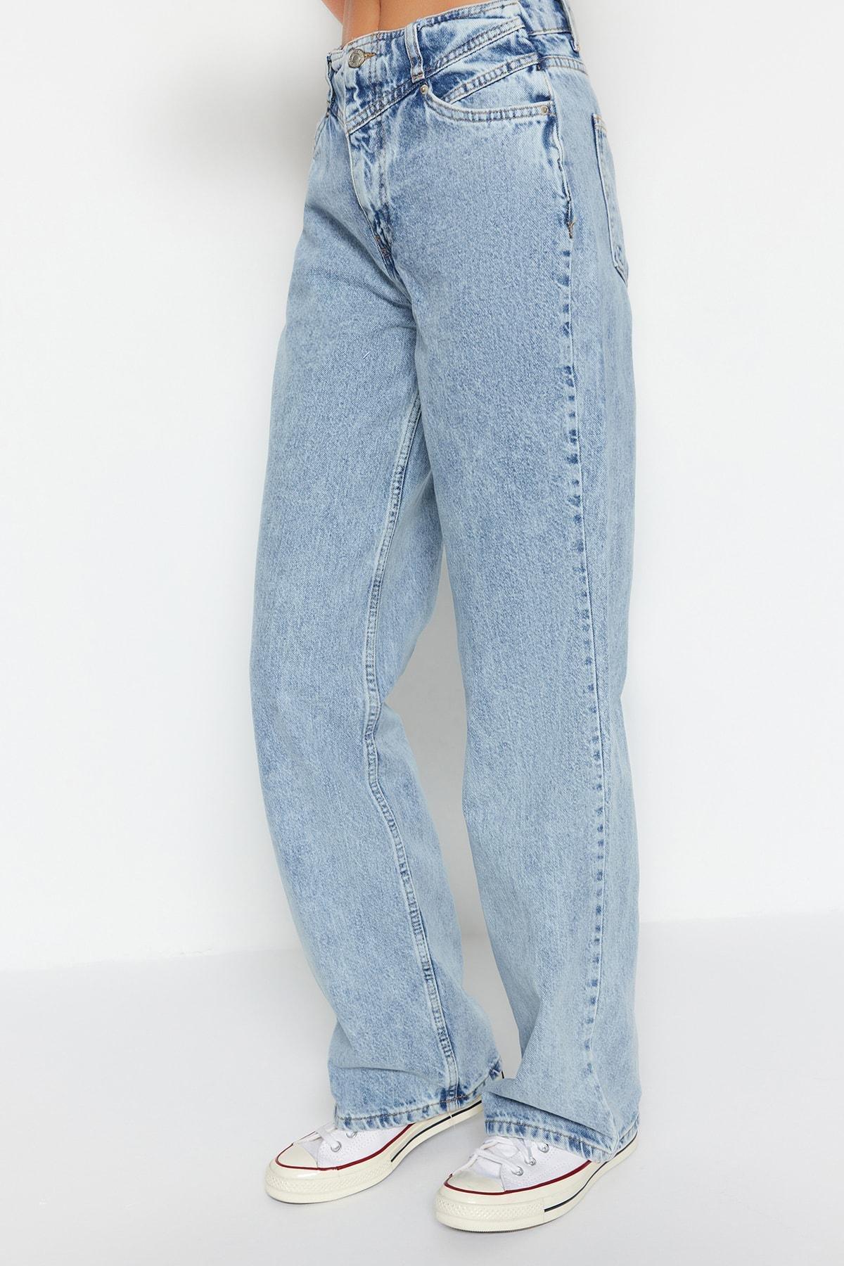 Blue Wide Leg Jeans, Blue, large image number 9