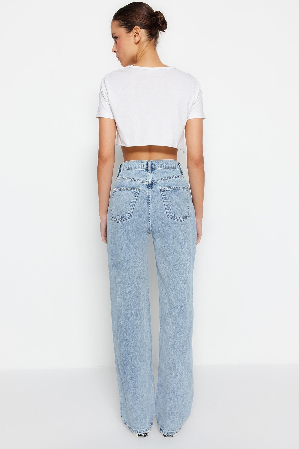 Blue Wide Leg Jeans, Blue, large image number 11
