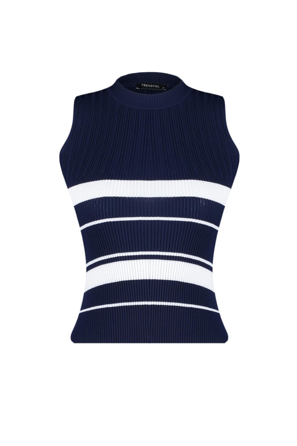 Navy Slim Blouse, , large image number 5
