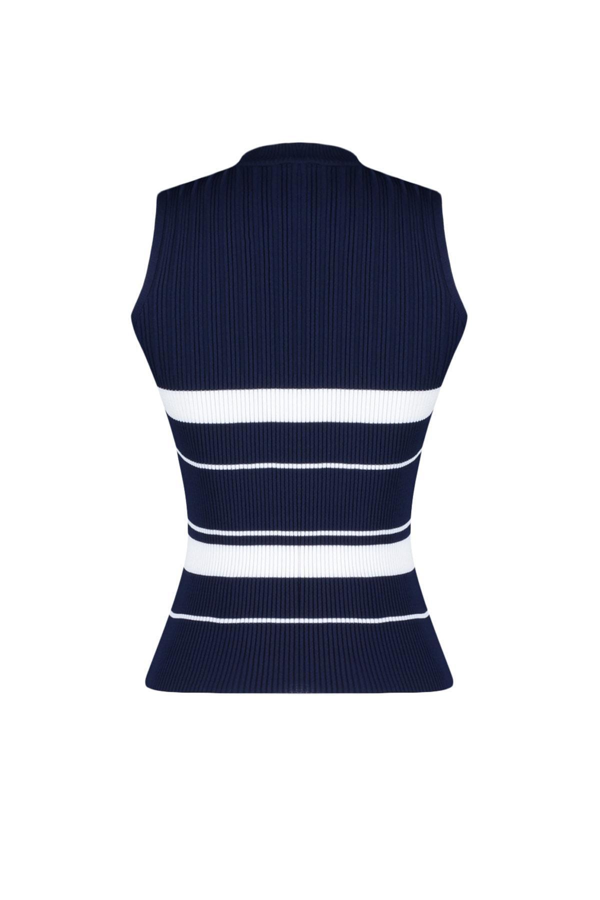 Navy Slim Blouse, , large image number 7