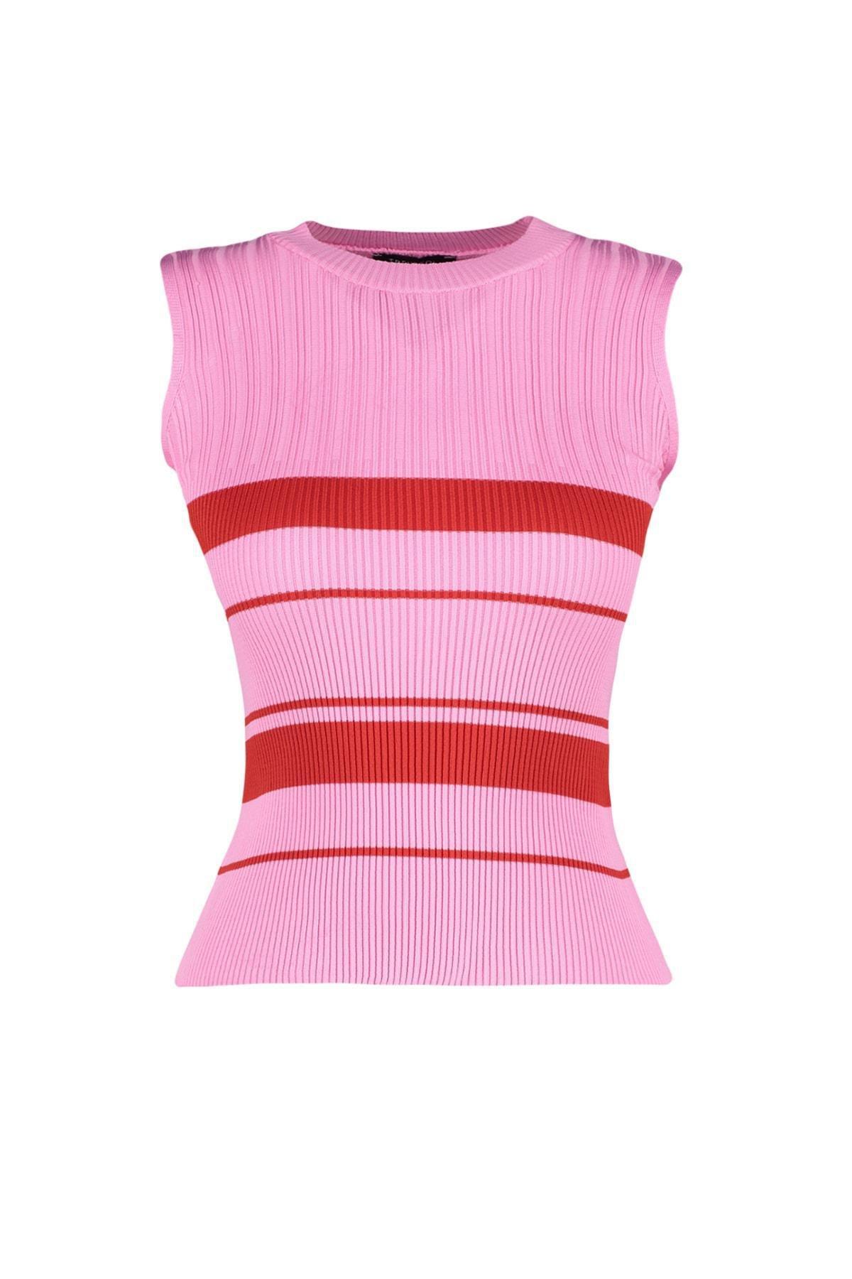 Pink Slim Crew Neck Blouse, , large image number 5