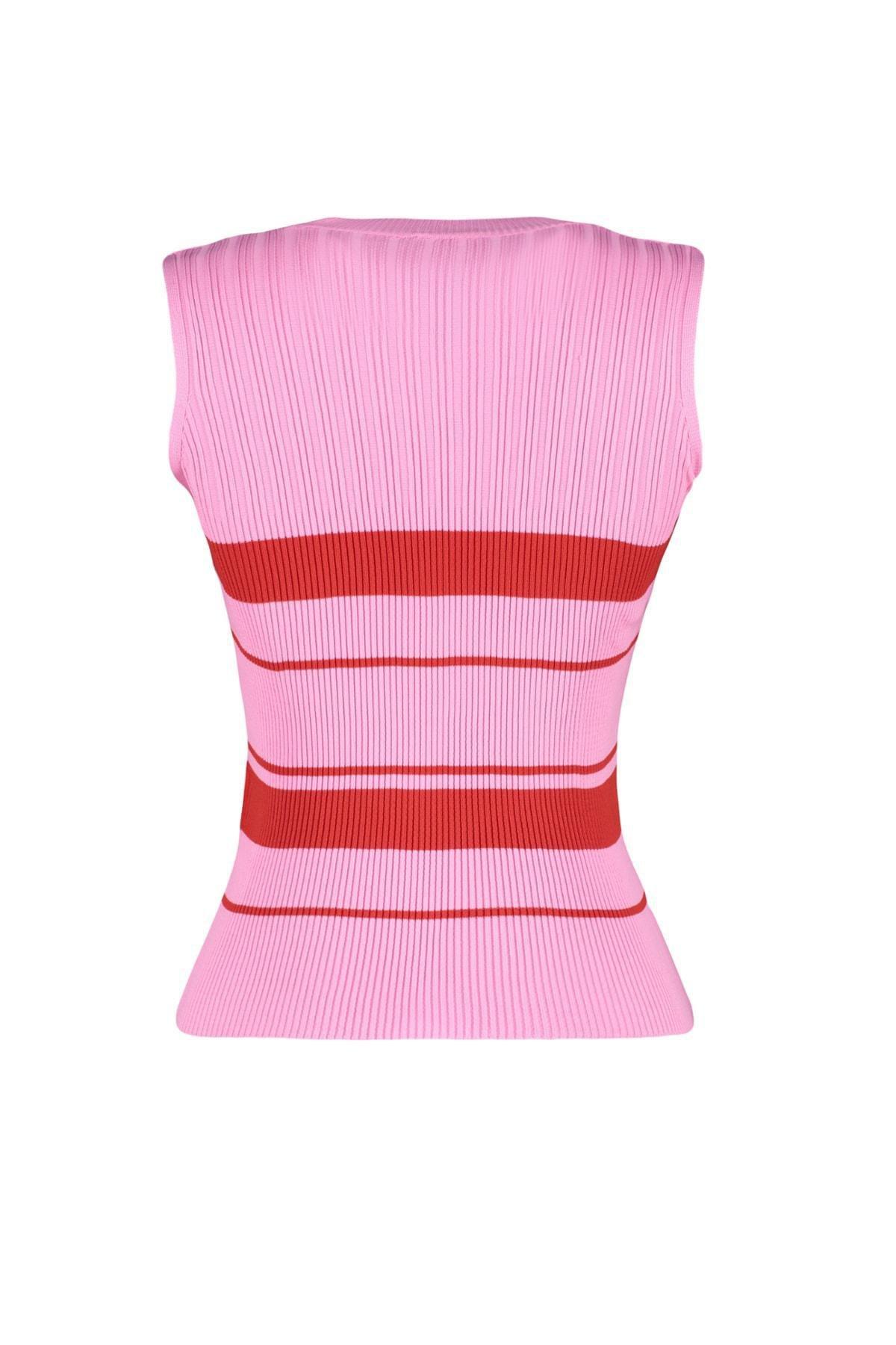 Pink Slim Crew Neck Blouse, , large image number 6