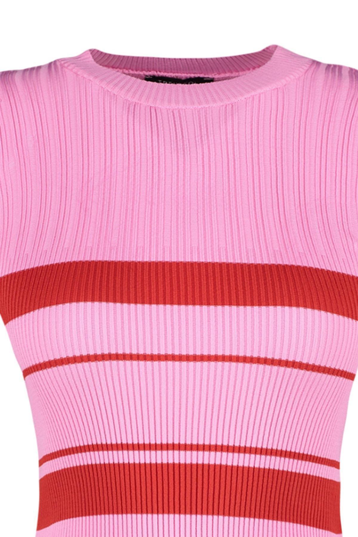 Pink Slim Crew Neck Blouse, , large image number 7