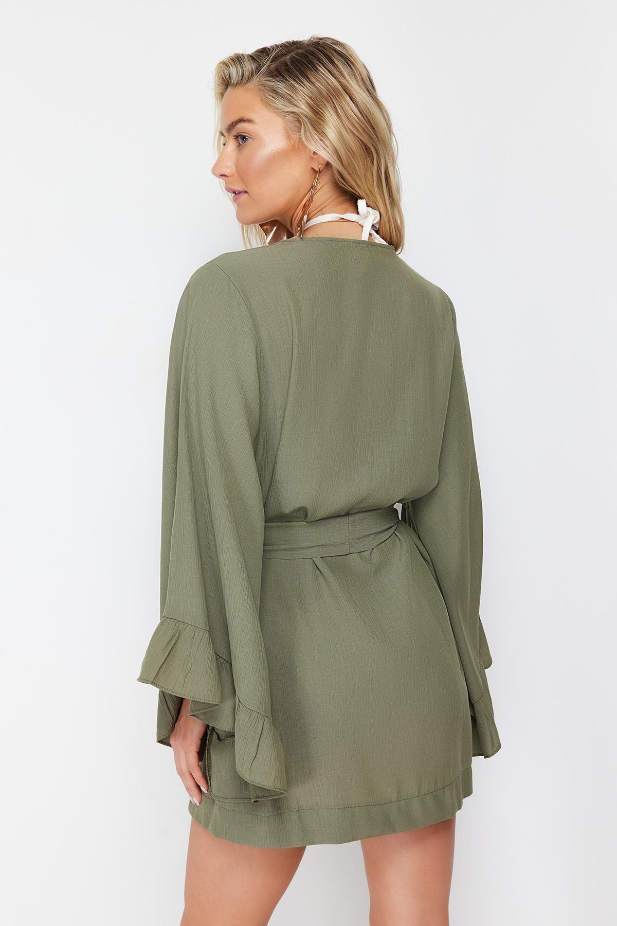 Trendyol - Khaki Belted Kimono