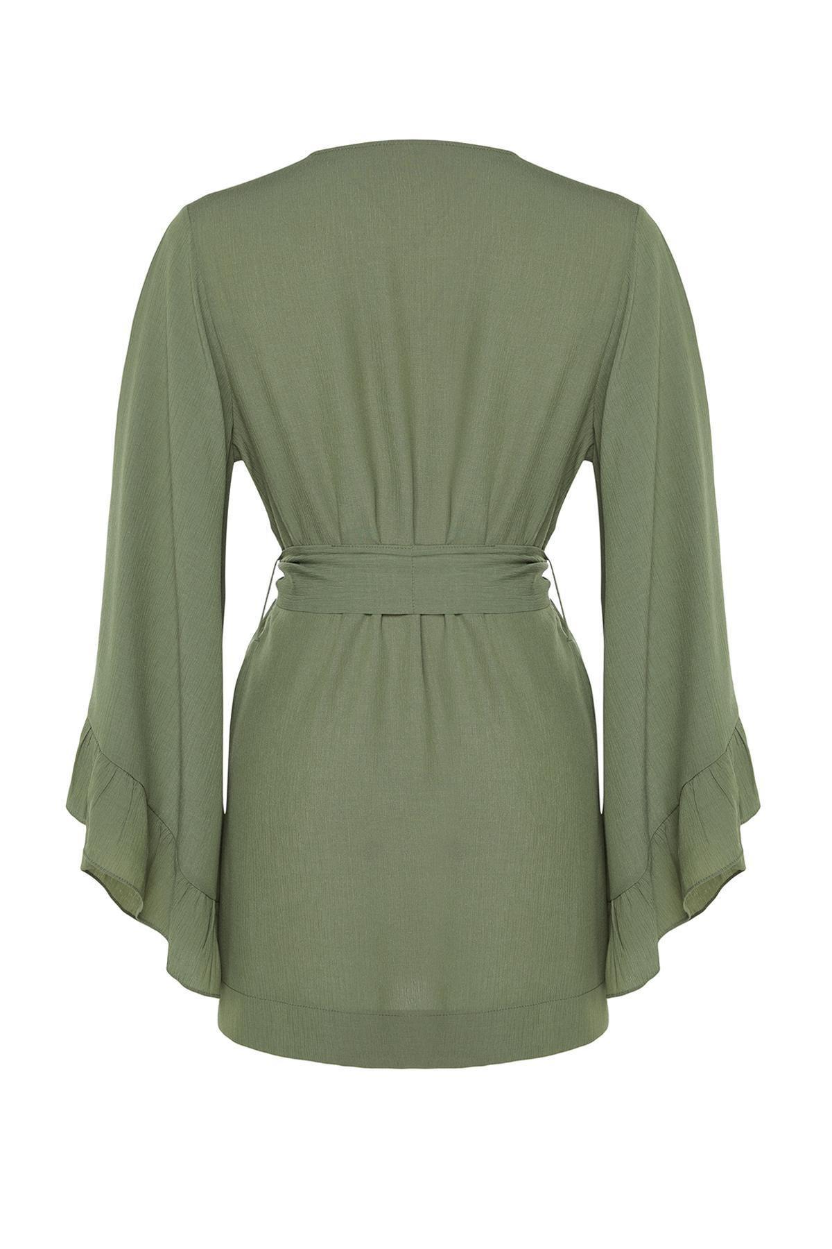 Khaki Belted Kimono, , large image number 6