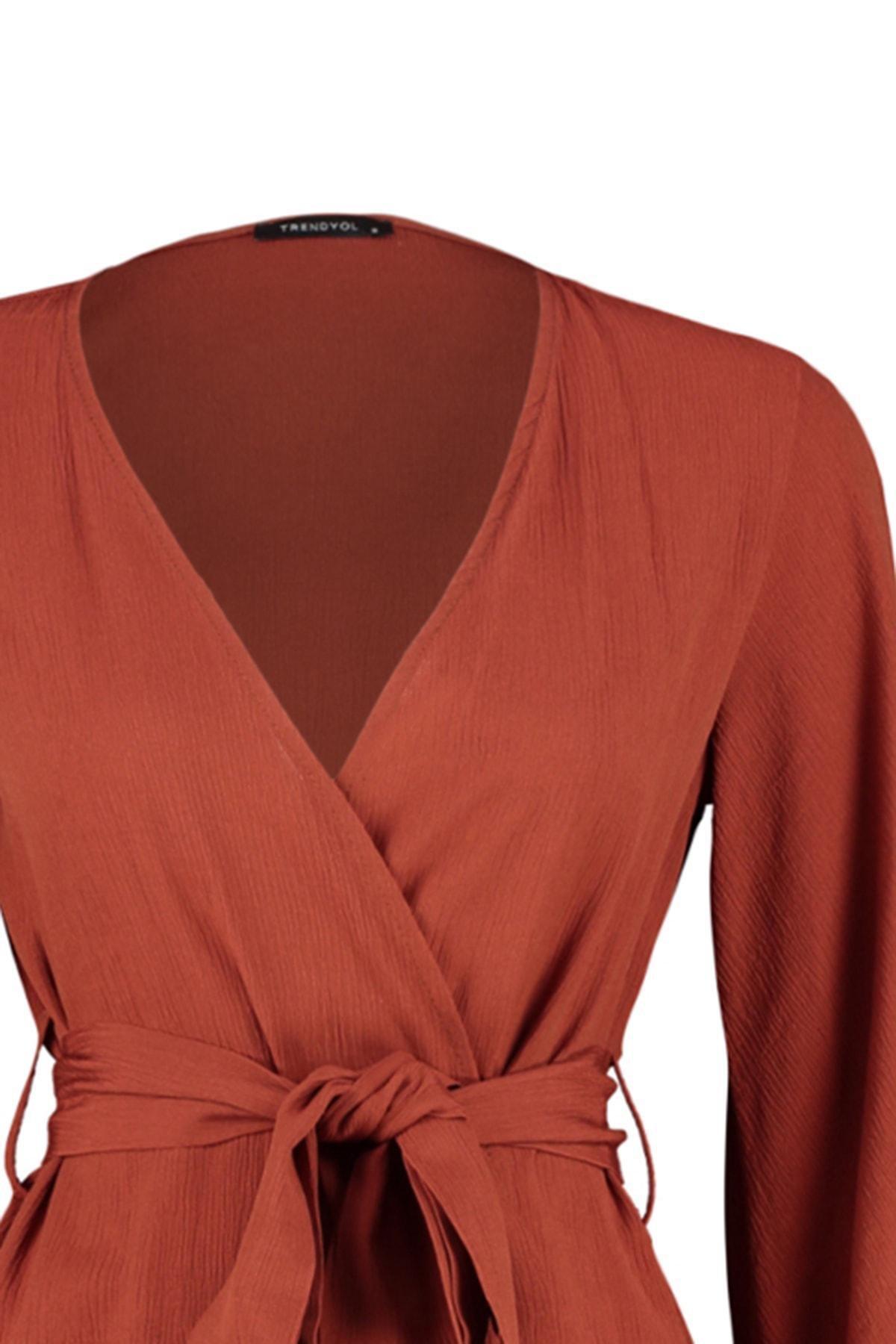 Brown Relaxed V-Neck Kaftan, , large image number 8