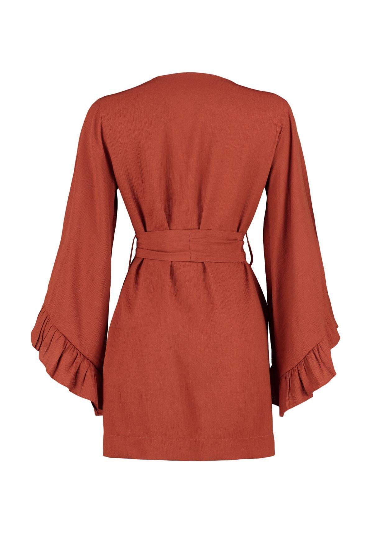 Brown Relaxed V-Neck Kaftan, , large image number 9