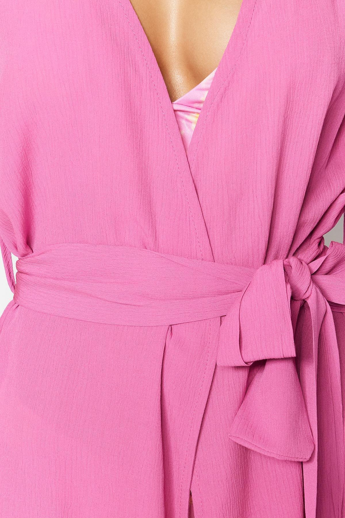 Pink Relaxed V-Neck Kaftan, , large image number 4