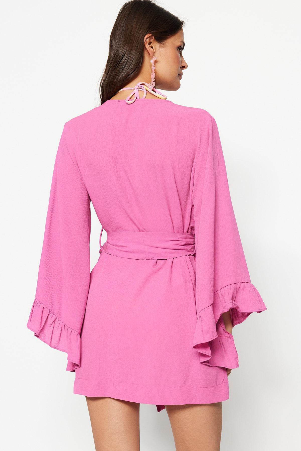Pink Relaxed V-Neck Kaftan, , large image number 5