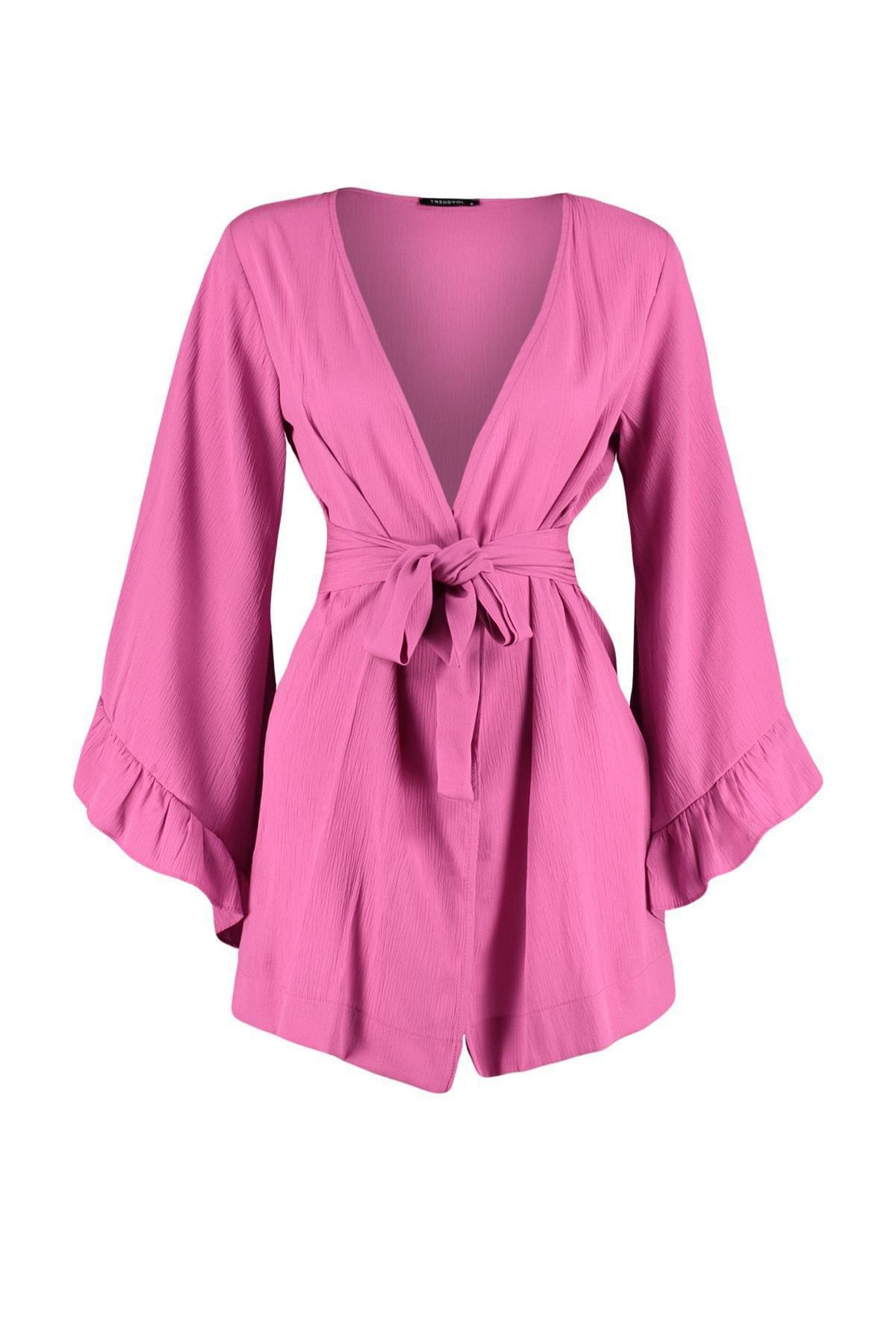Pink Relaxed V-Neck Kaftan, , large image number 6