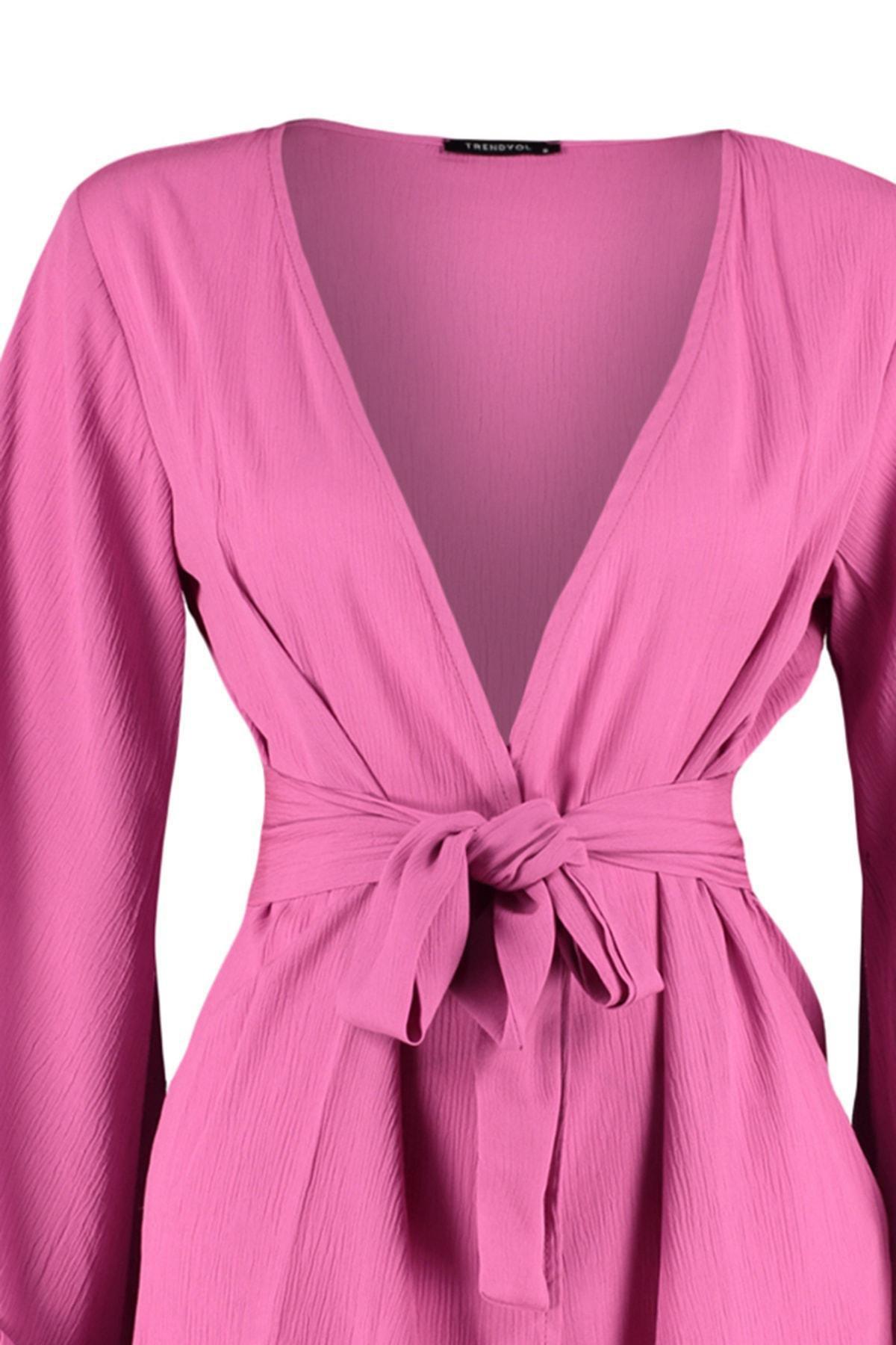 Pink Relaxed V-Neck Kaftan, , large image number 7