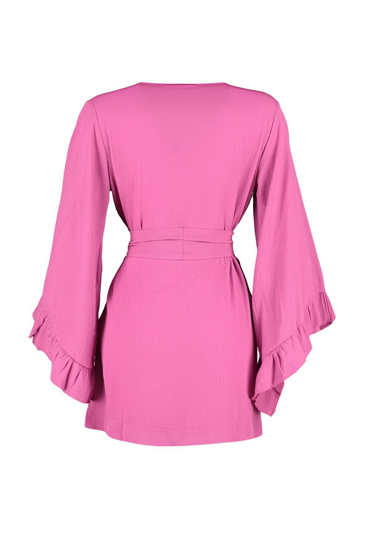 Pink Relaxed V-Neck Kaftan, , large image number 8