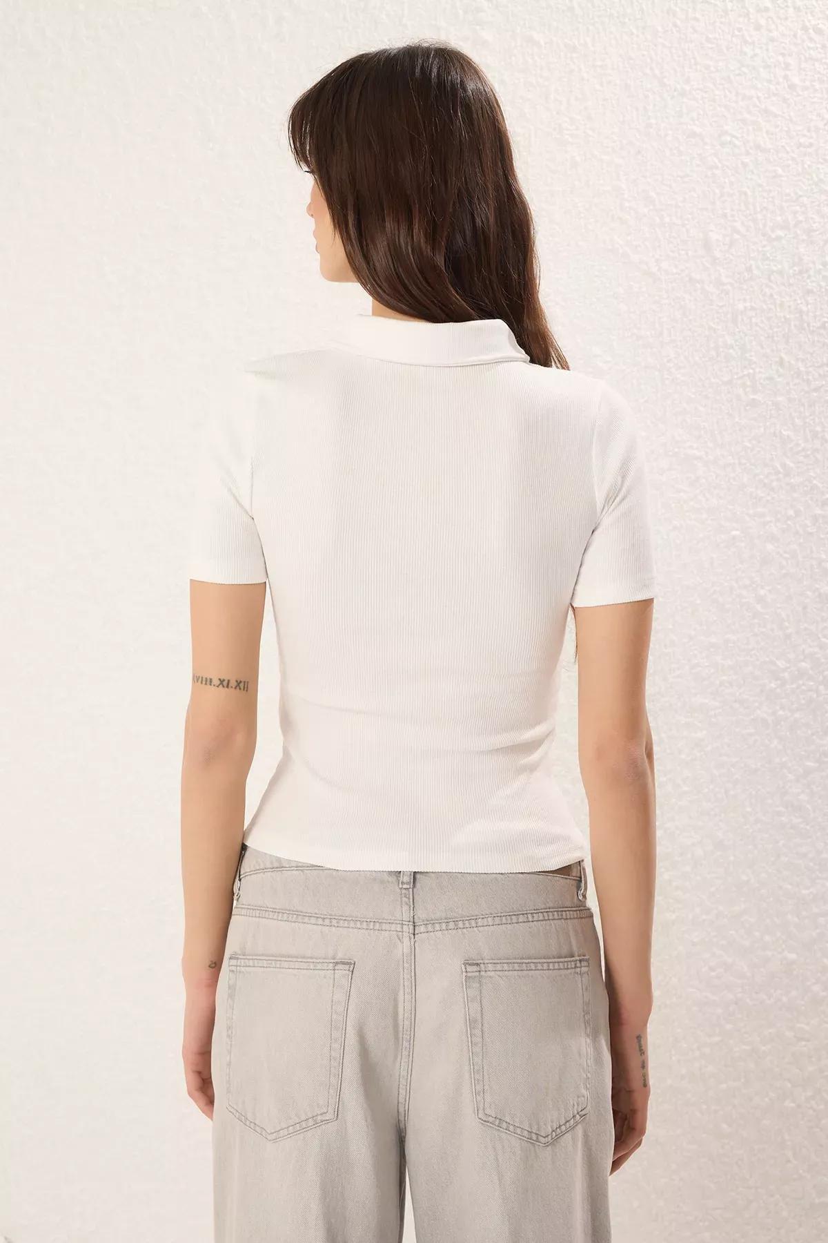 Beige-Black 2-Pack Fitted Blouses, Ecru-Black, large image number 4