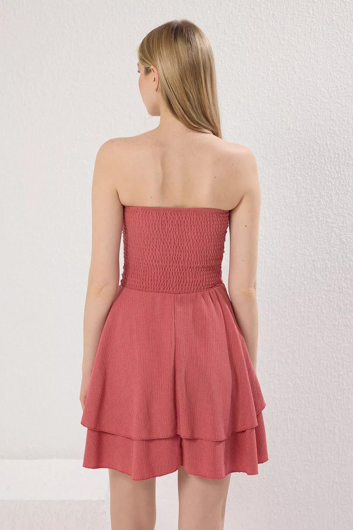 Dusty Rose Ruched Strapless Mini Dress, , large image number 3