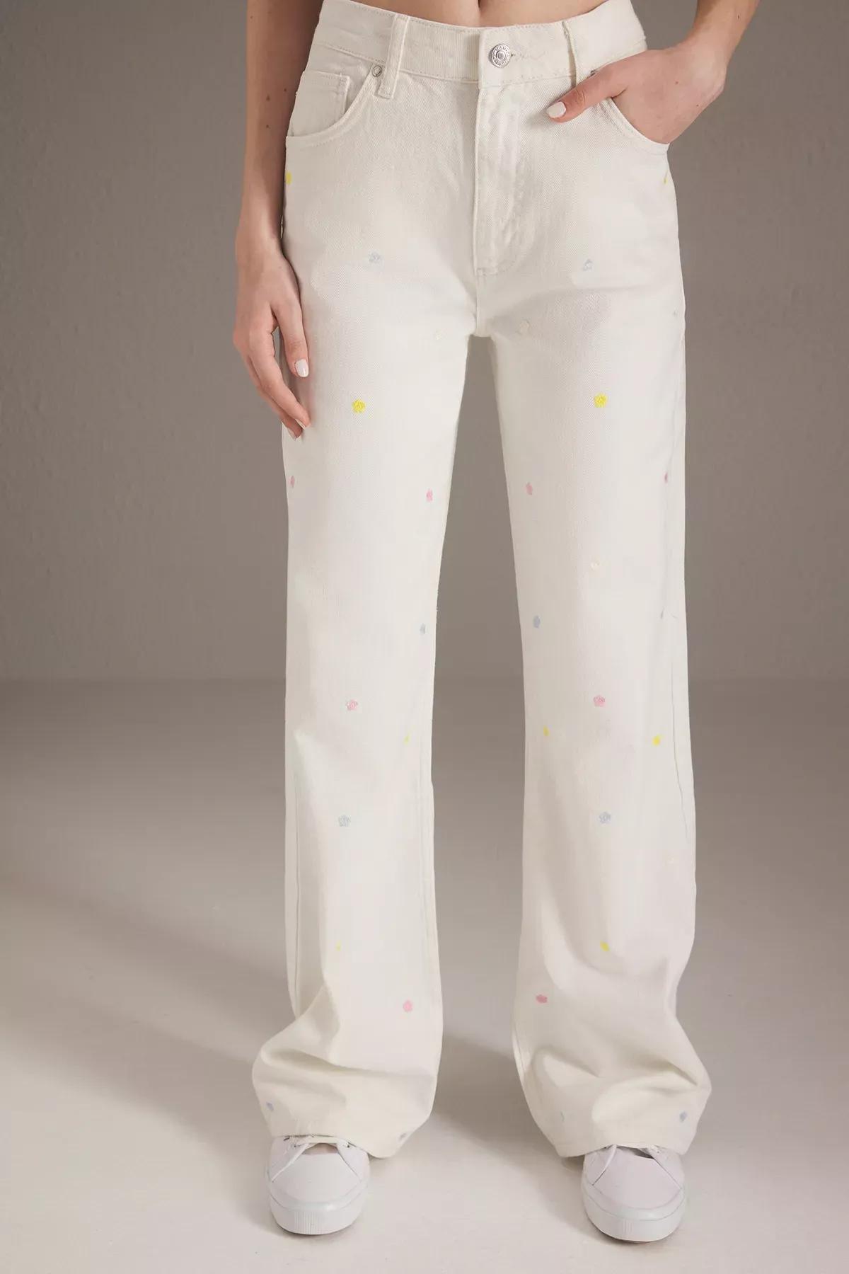 Blue  Eyelet Tie‑Detail Skirt, White, large image number 2