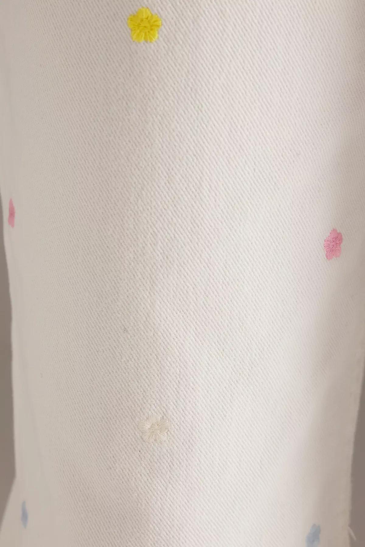 Blue  Eyelet Tie‑Detail Skirt, White, large image number 3