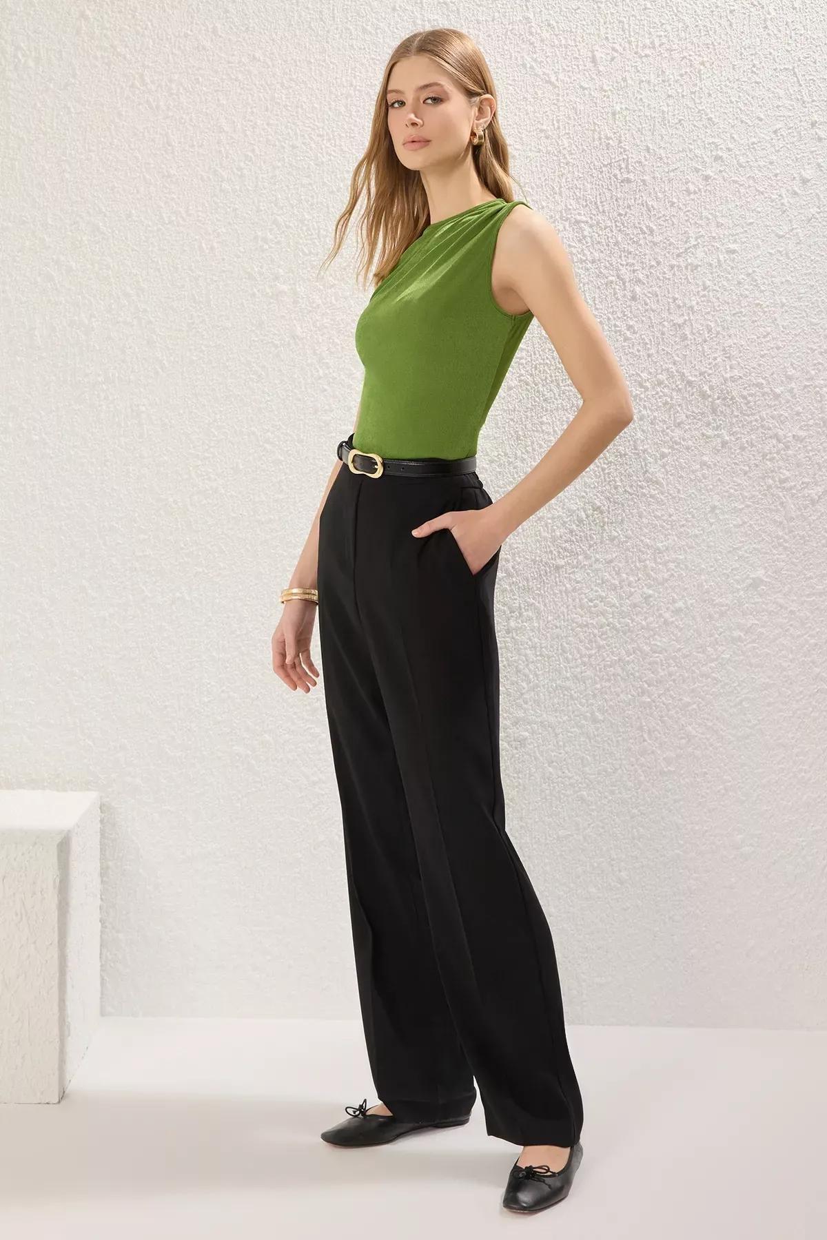 Green Zero Sleeve Gathered Bodysuit, , large image number 1