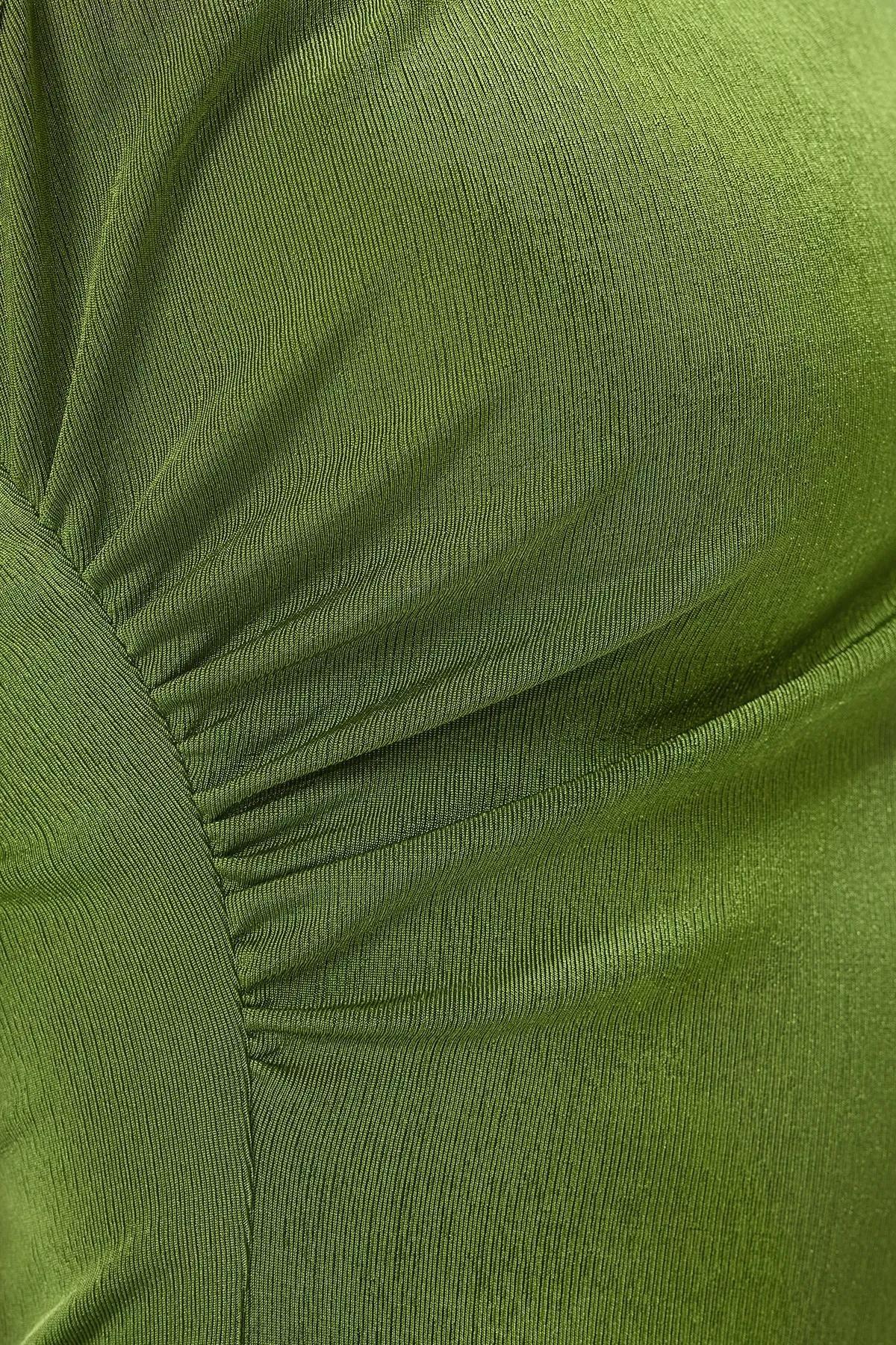 Green Zero Sleeve Gathered Bodysuit, , large image number 2