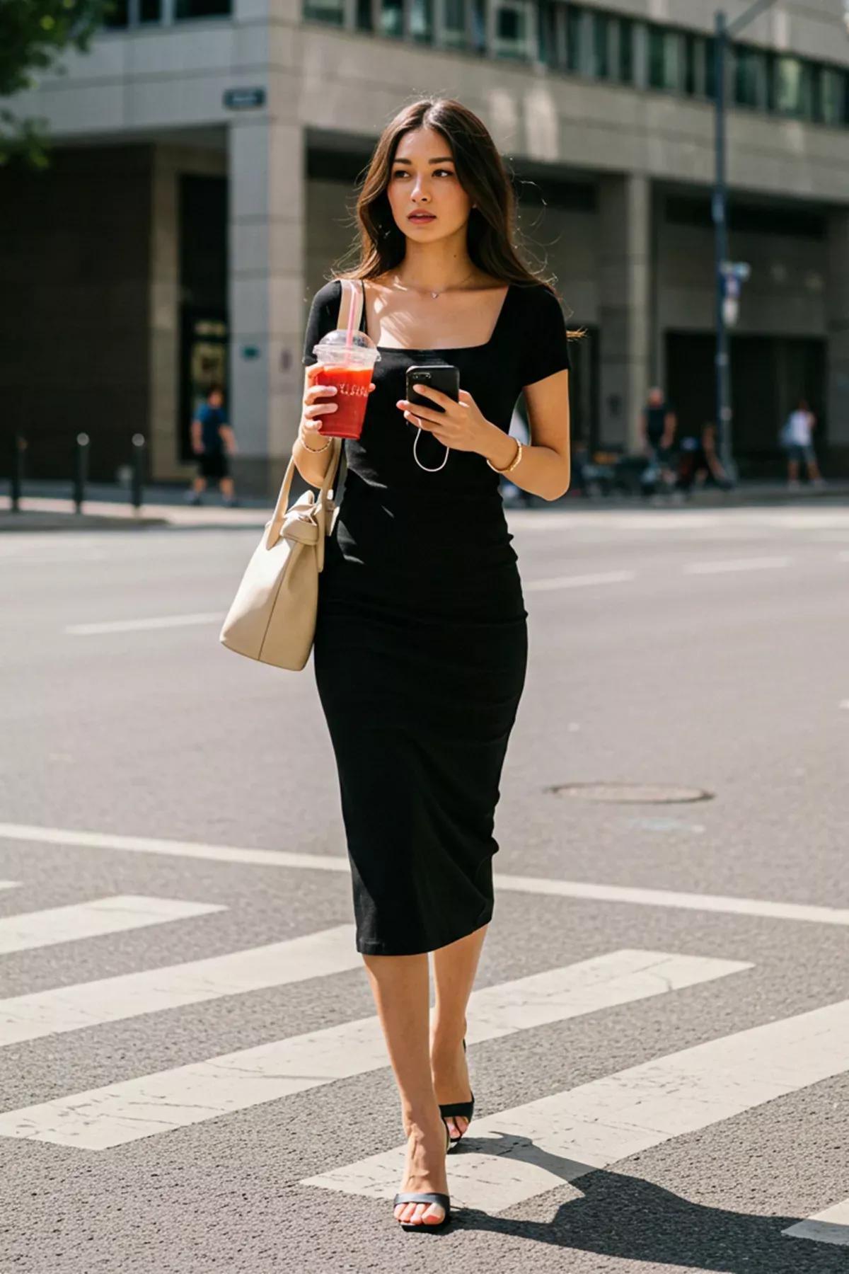 Black Ribbed Bodycon Midi Dress, BLACK, large image number 3