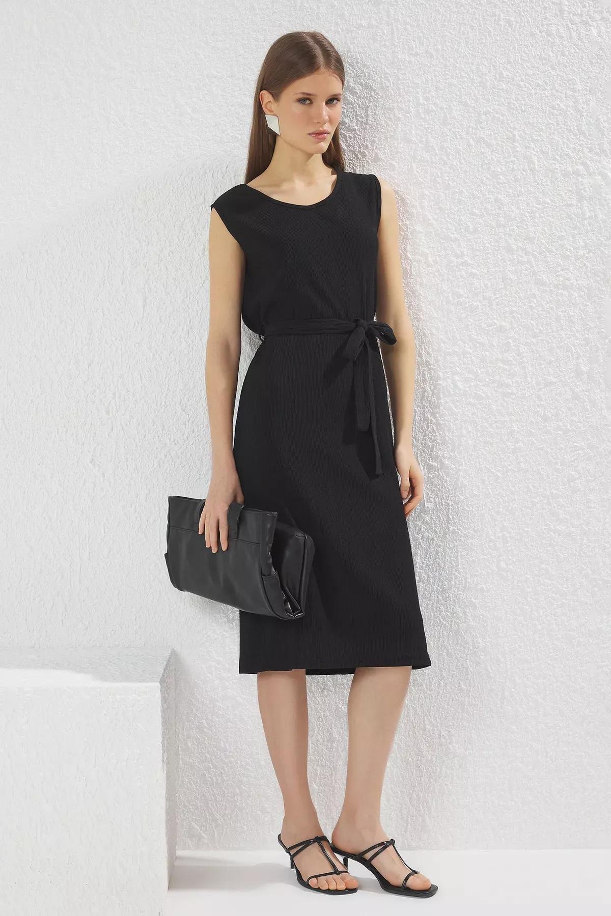 Crepe Plain Sheath Midi Dress, , large image number 0