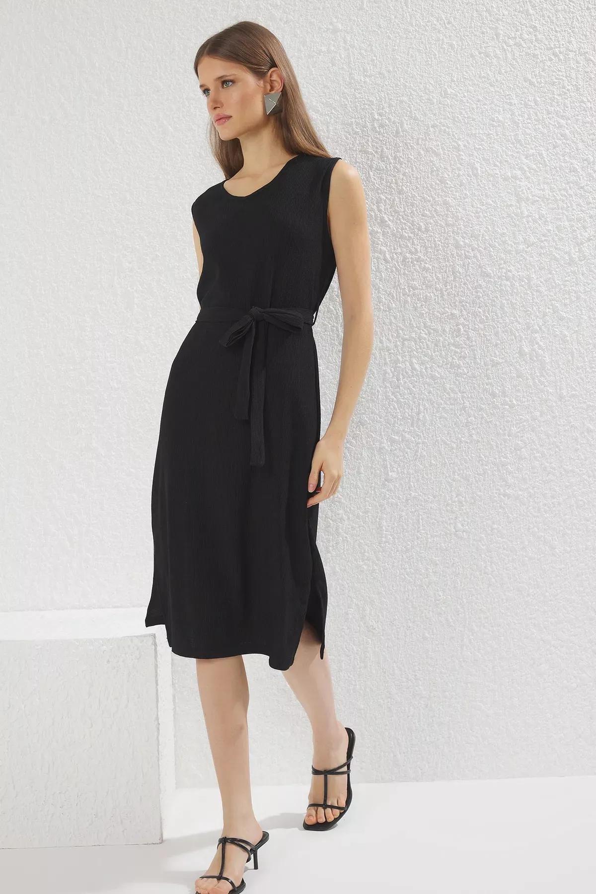 Crepe Plain Sheath Midi Dress, , large image number 1